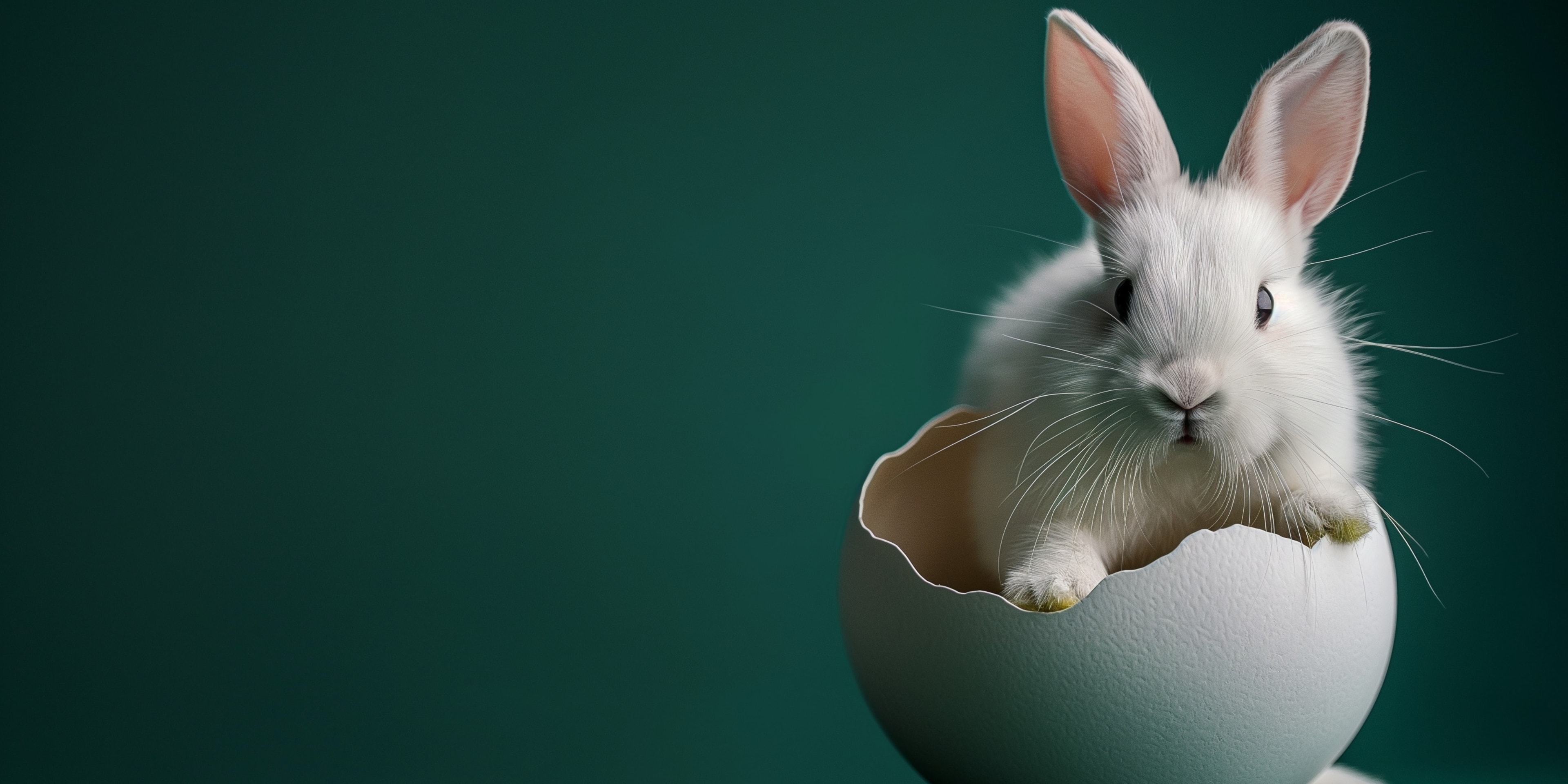 rabbit popping out from a broken shell