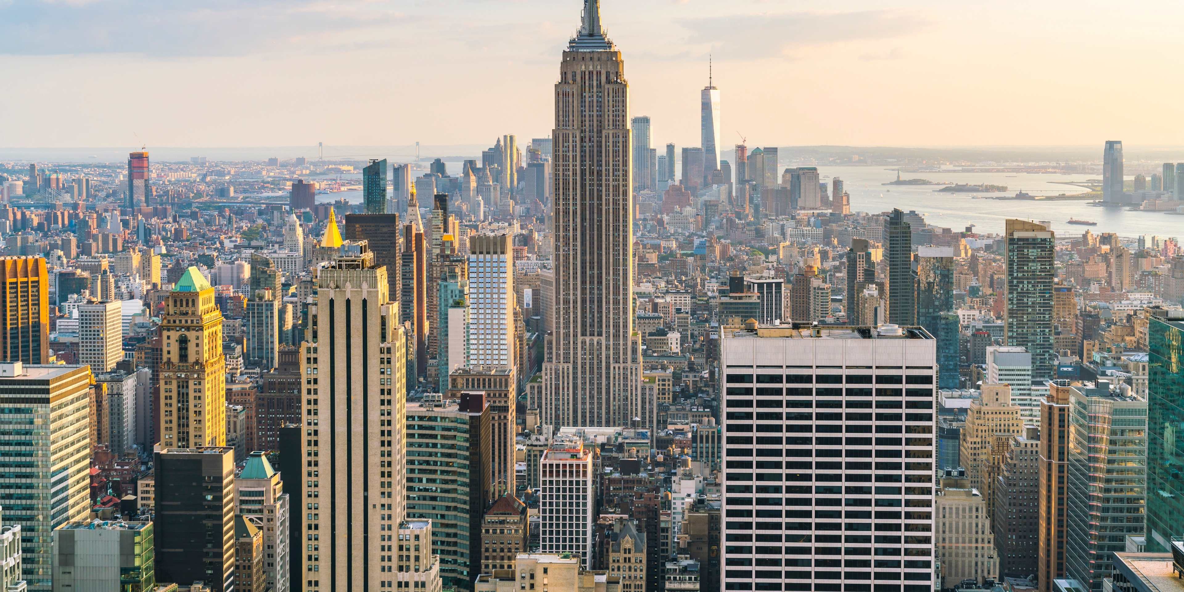 View looking up at the Empire State Building from street level