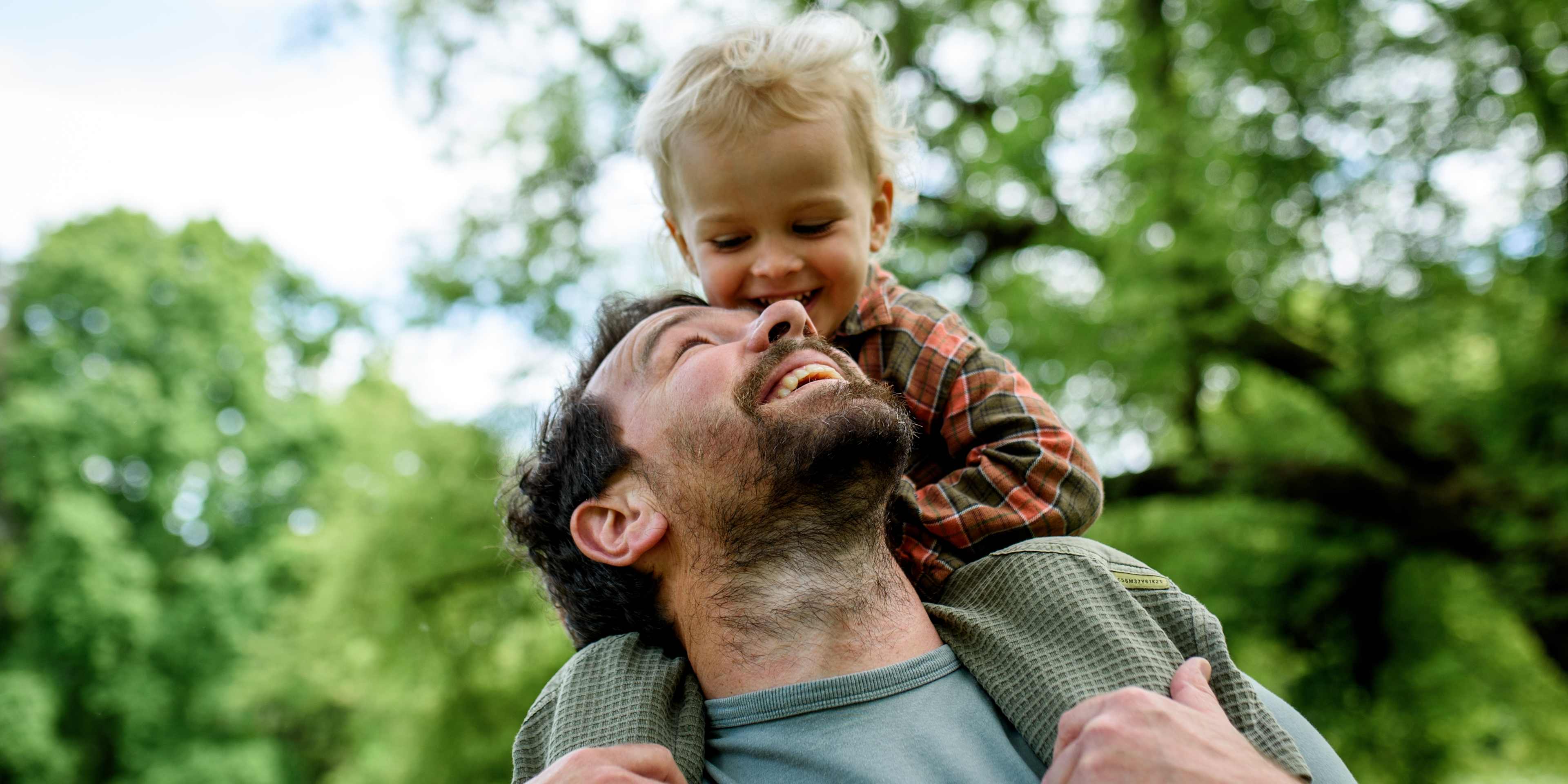Father and Son Smiling