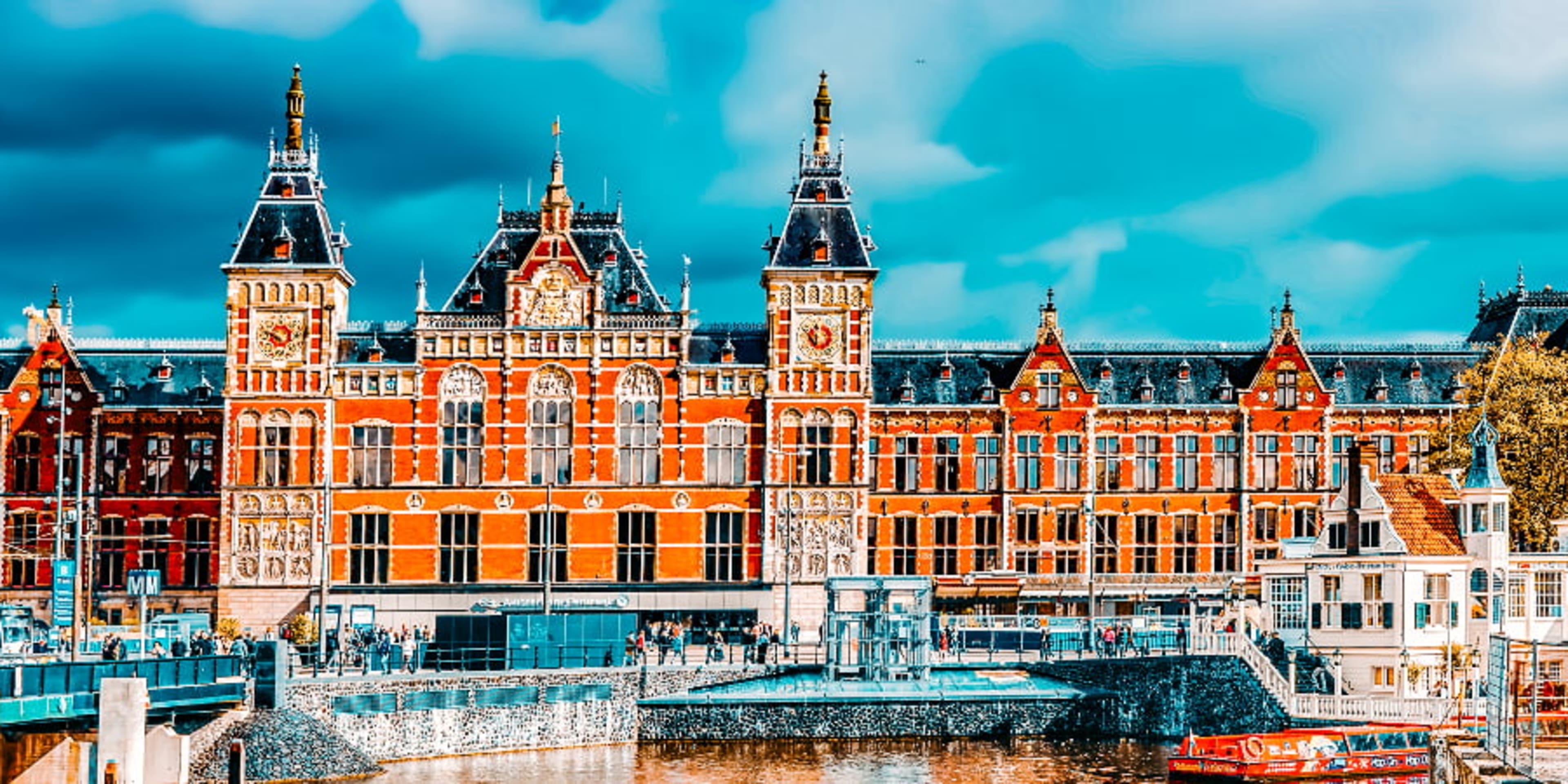View of the Rijksmuseum from across a canal