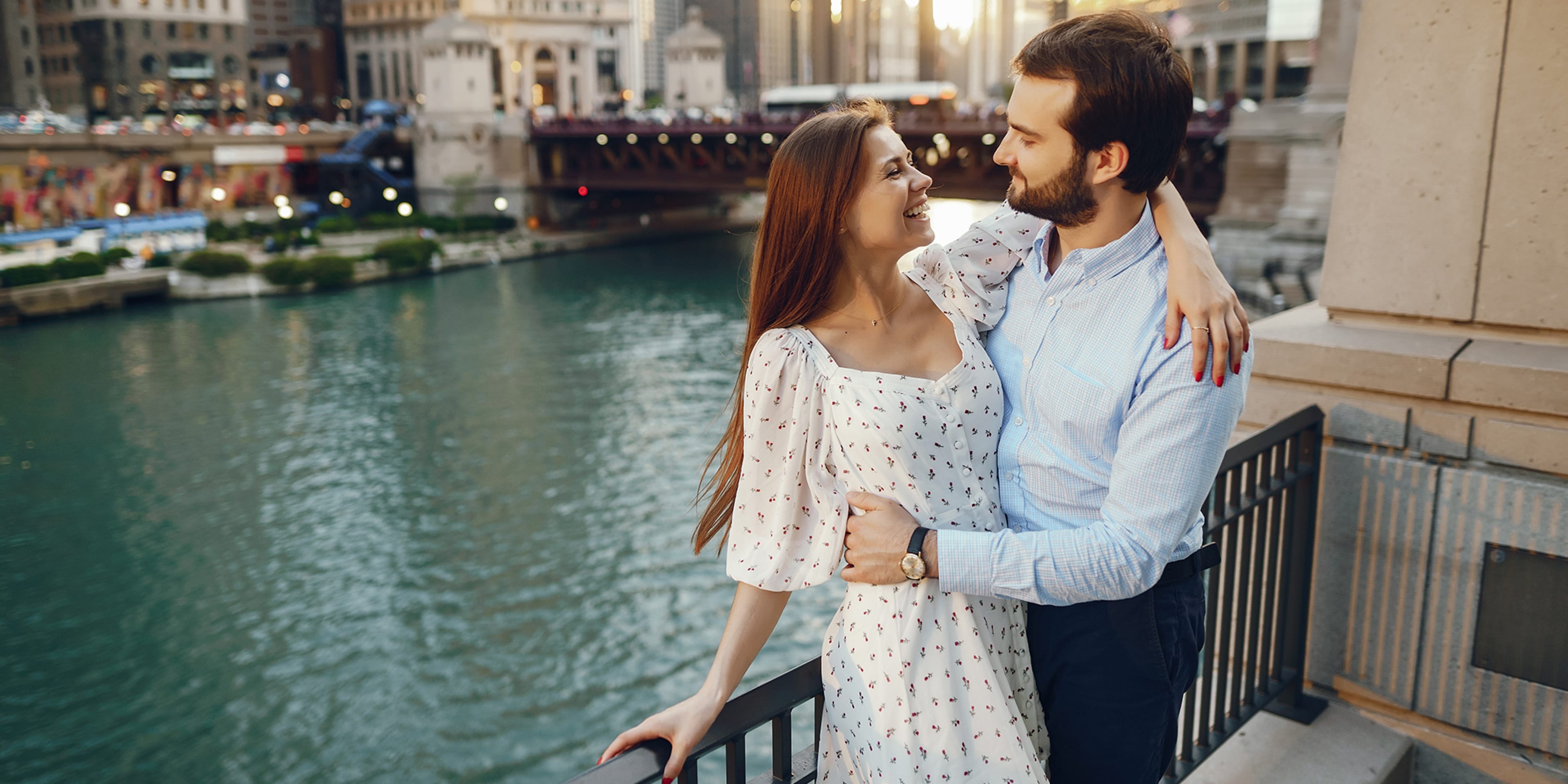 Couple by the Chicago River
