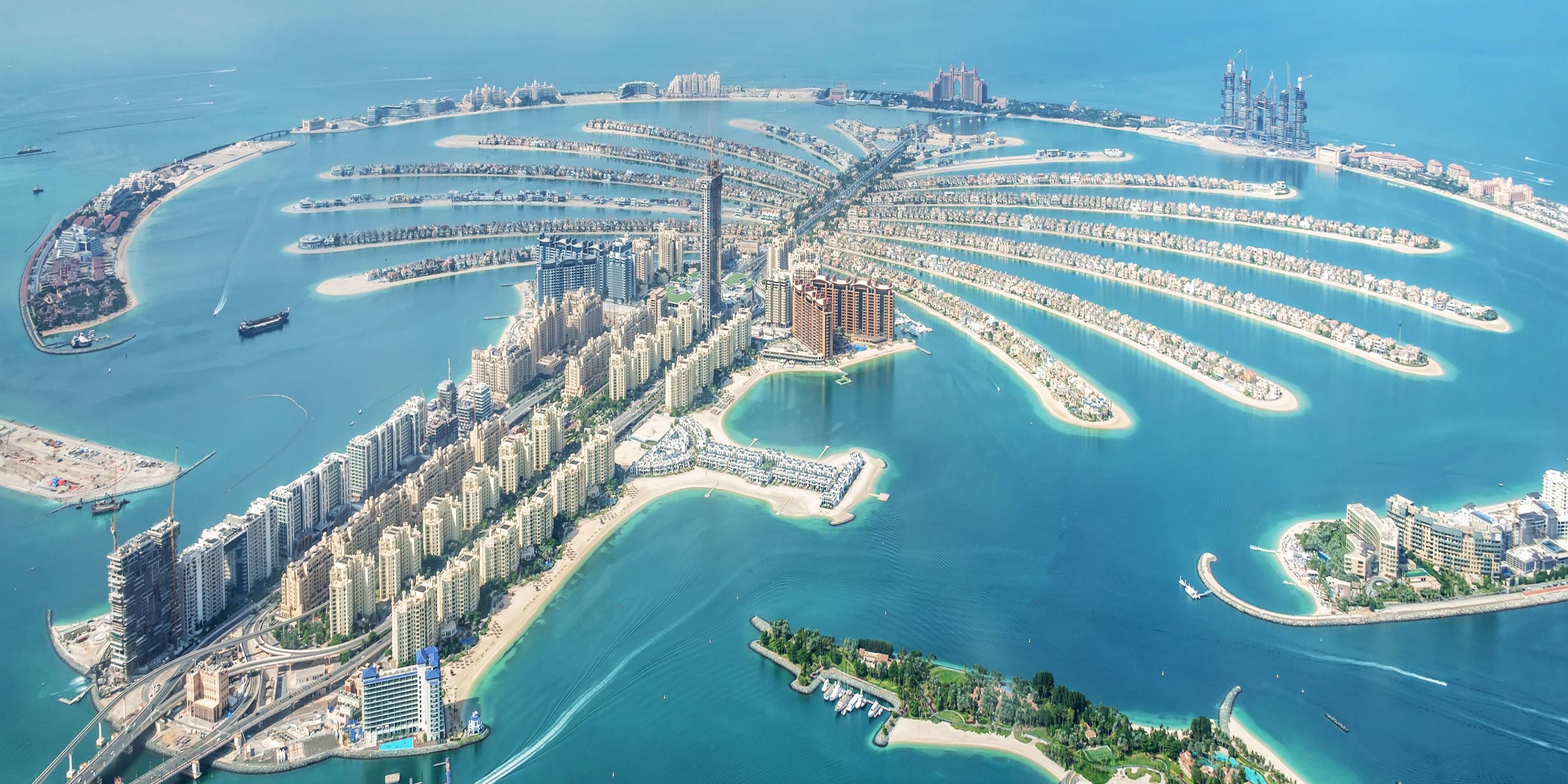 Aerial shot of the Palm Jumeirah Dubai