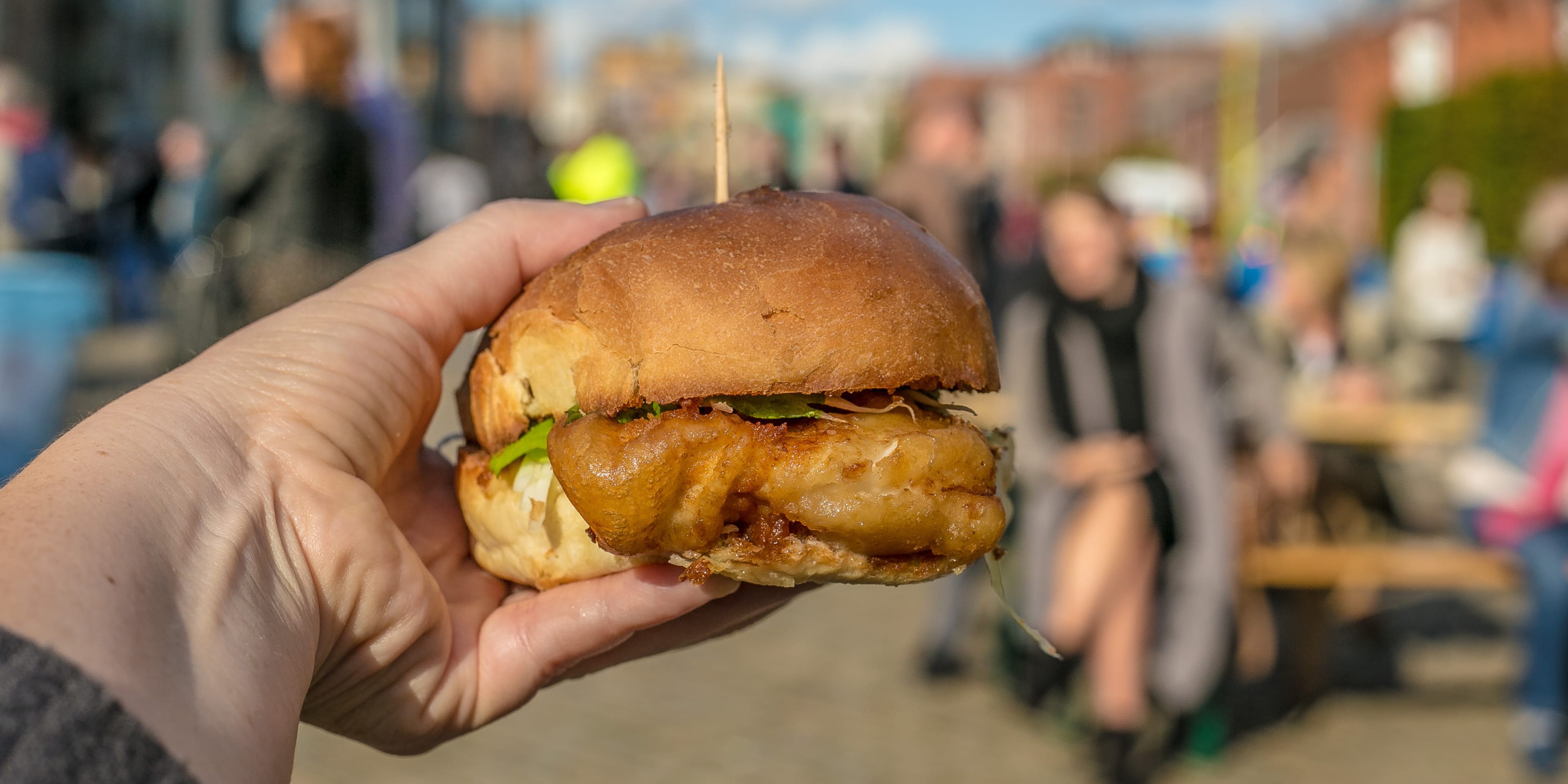 Fish Burger pris en photo lors d'un festival de cuisine de rue à Dublin, Irlande