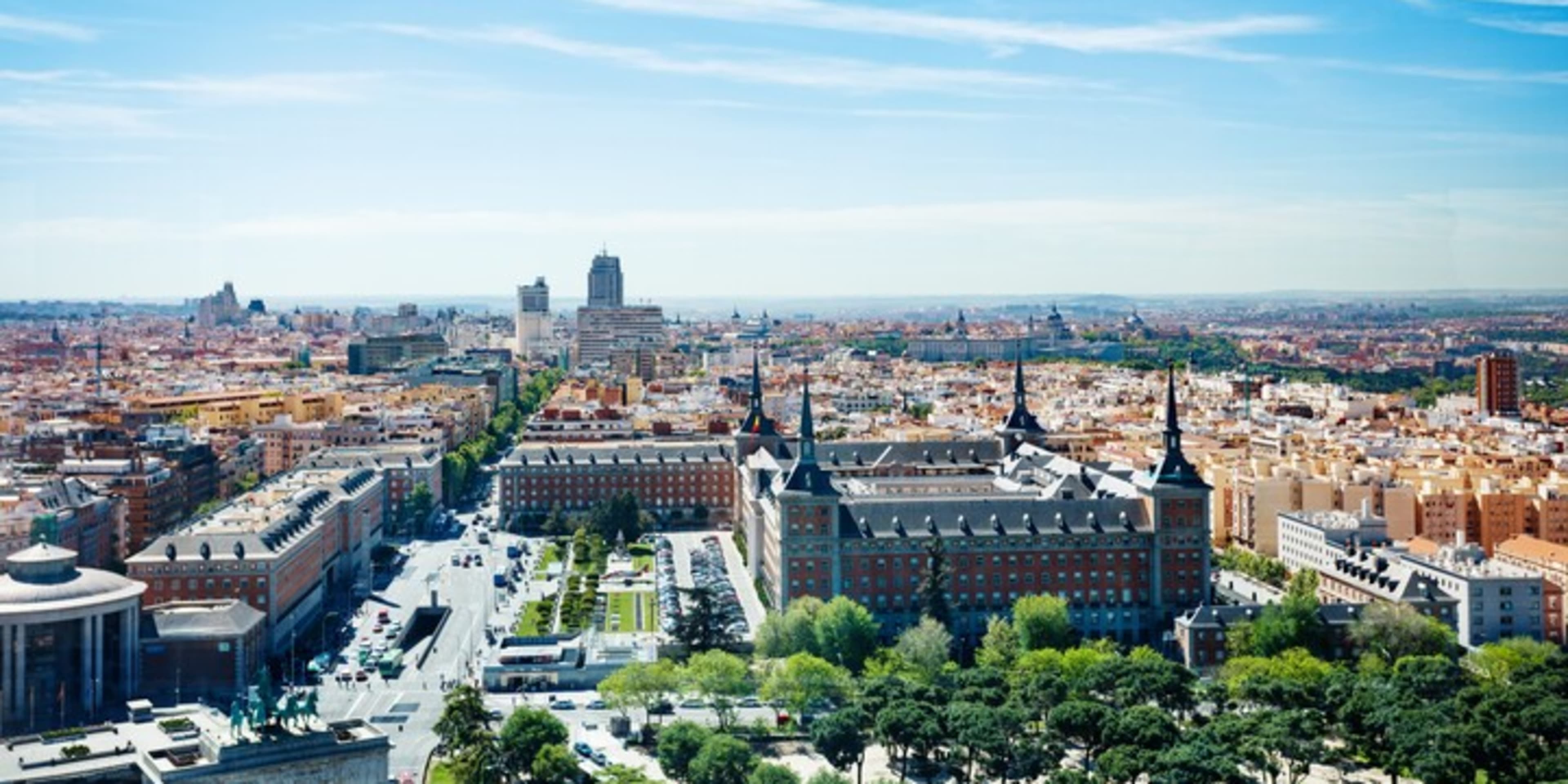 Vista aérea de Madrid en la zona de Moncloa. Madrid gratis.