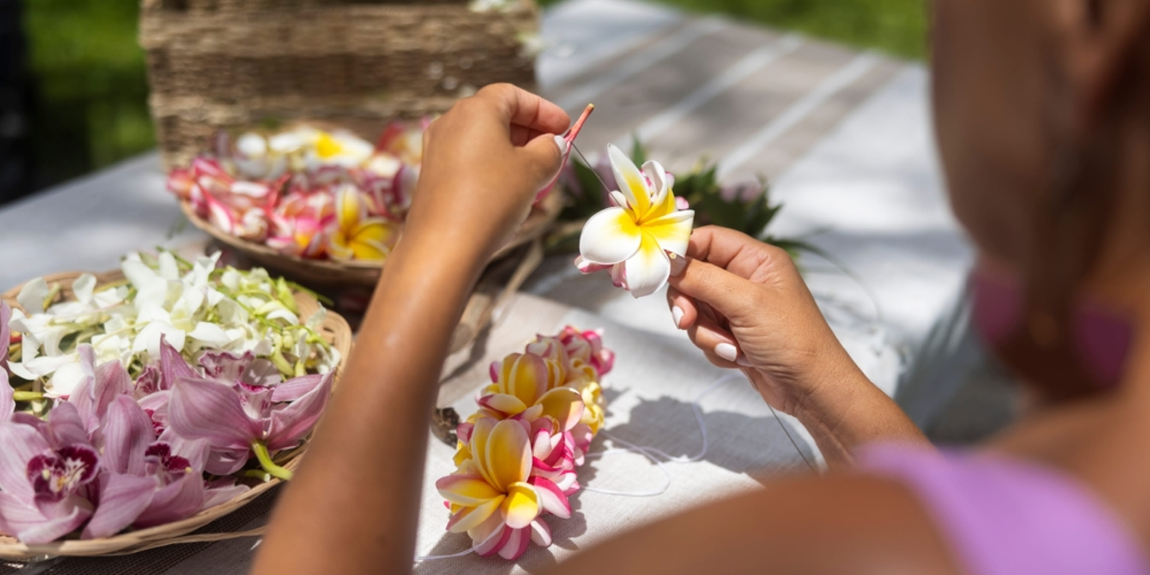 Lei-making in Hawaii