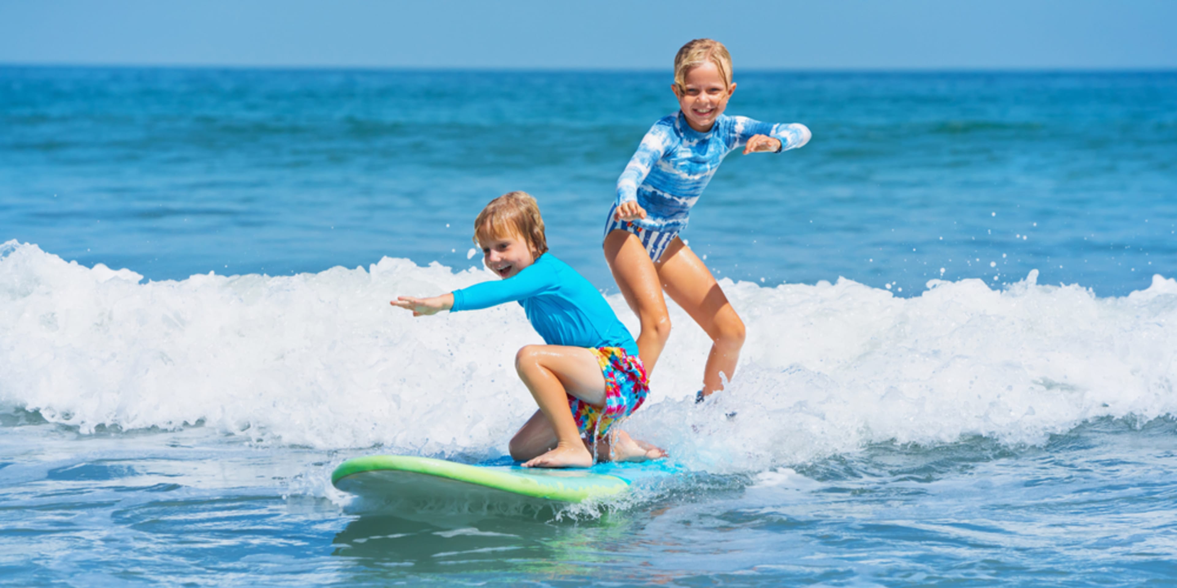 Kids surfing