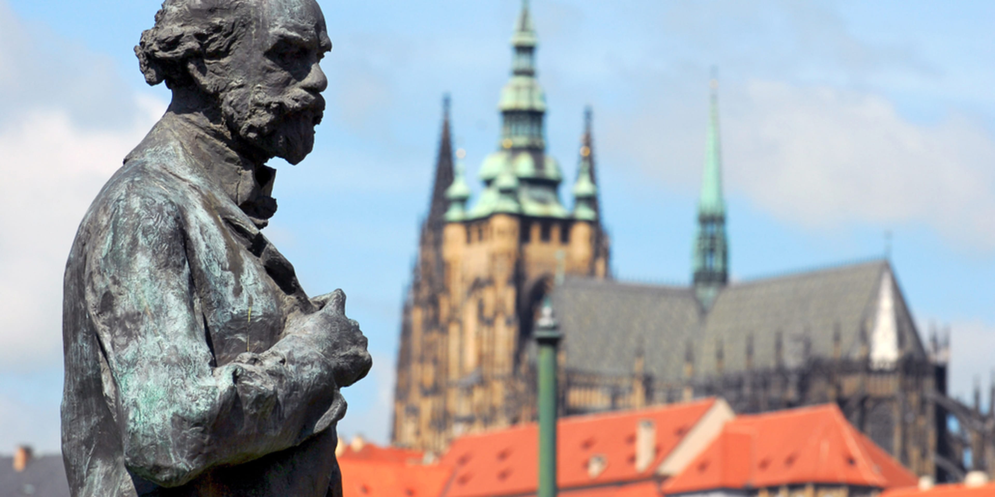 Statue of Dvorak in front of St Vitus Cathedral