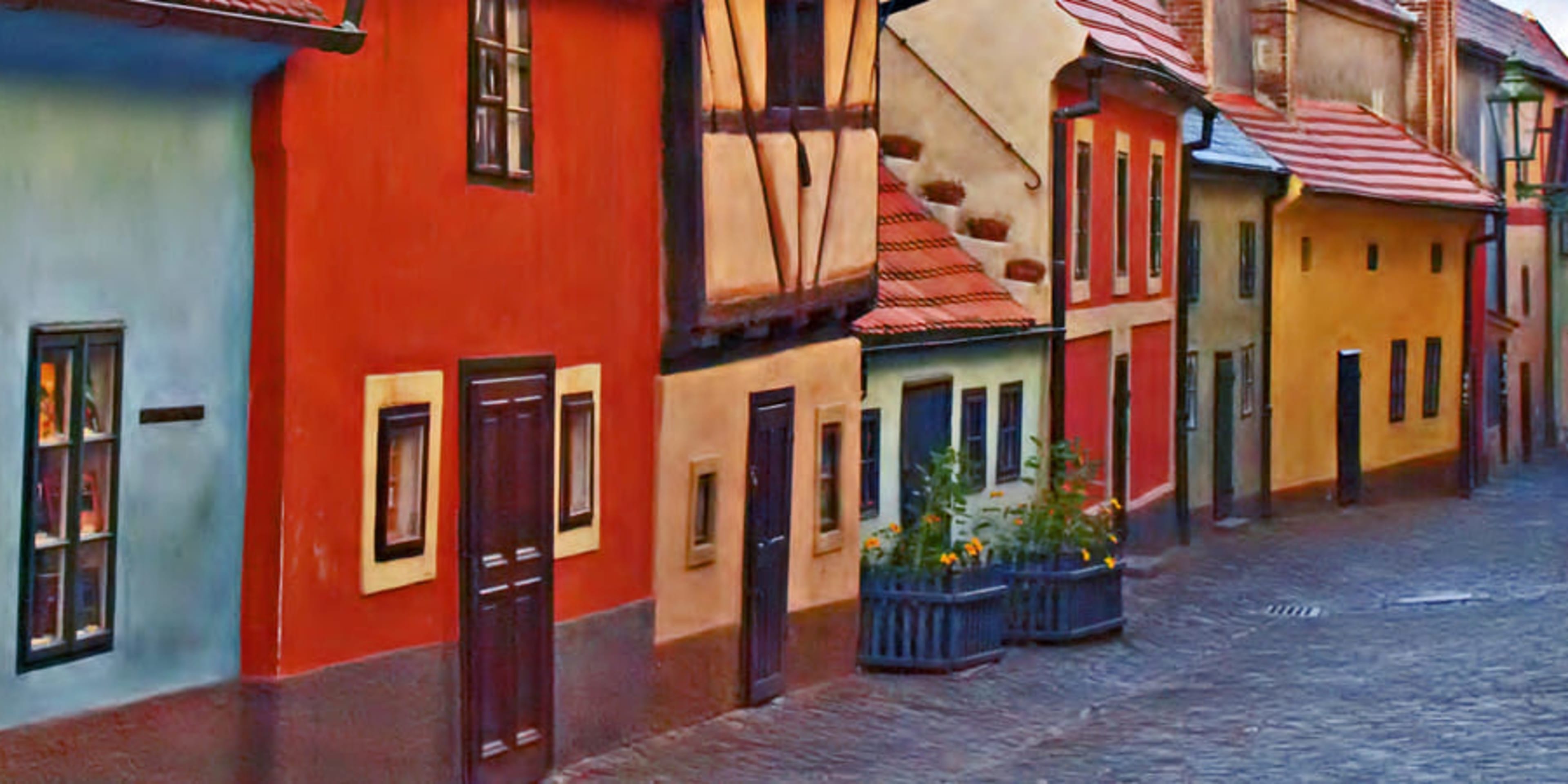 Colorful houses along Golden Lane at Prague Castle