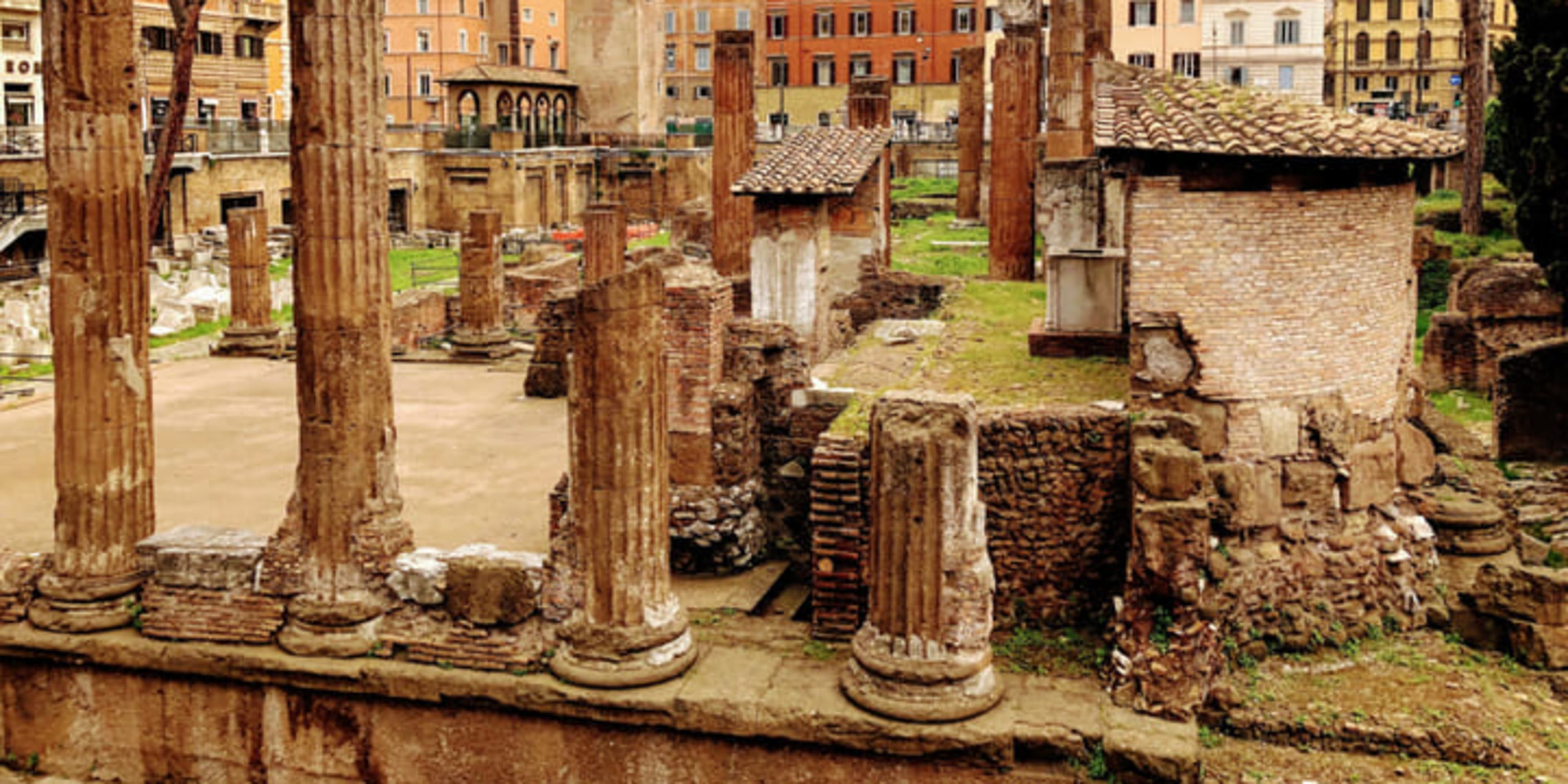 Ruined temples at Largo di Torre Argentina square in Rome