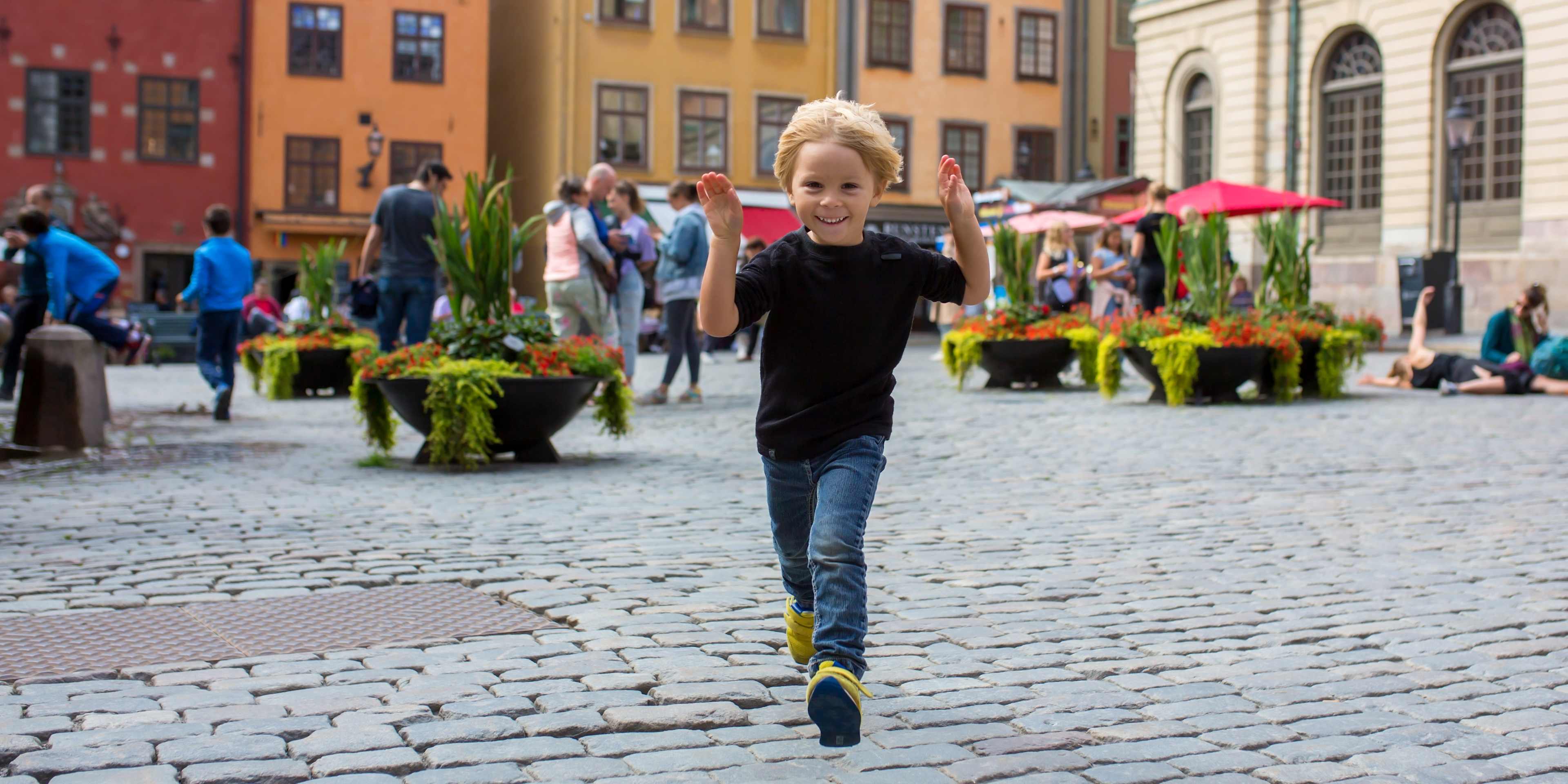 a young boy enjoying stockholm