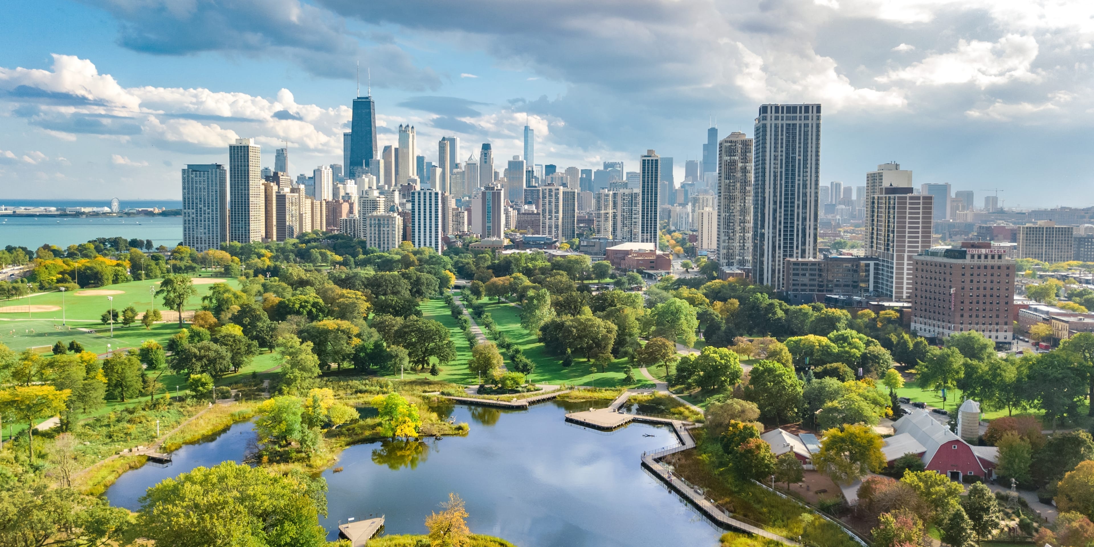 A view of Chicago from the shores of Lake Michigan