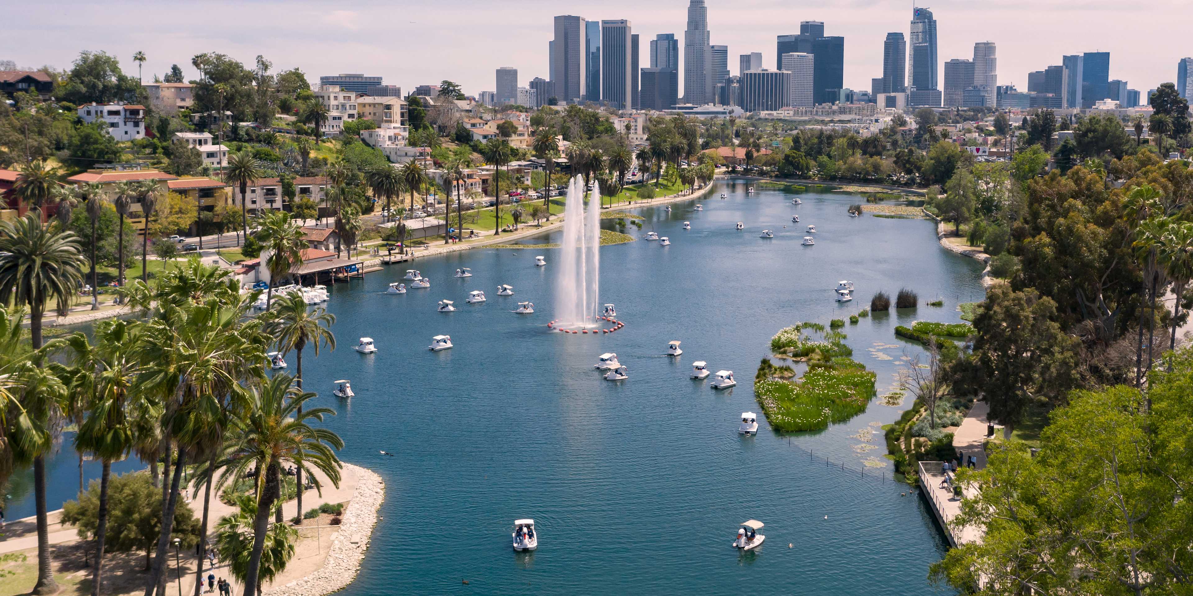 Aerial View of Echo Park Lake