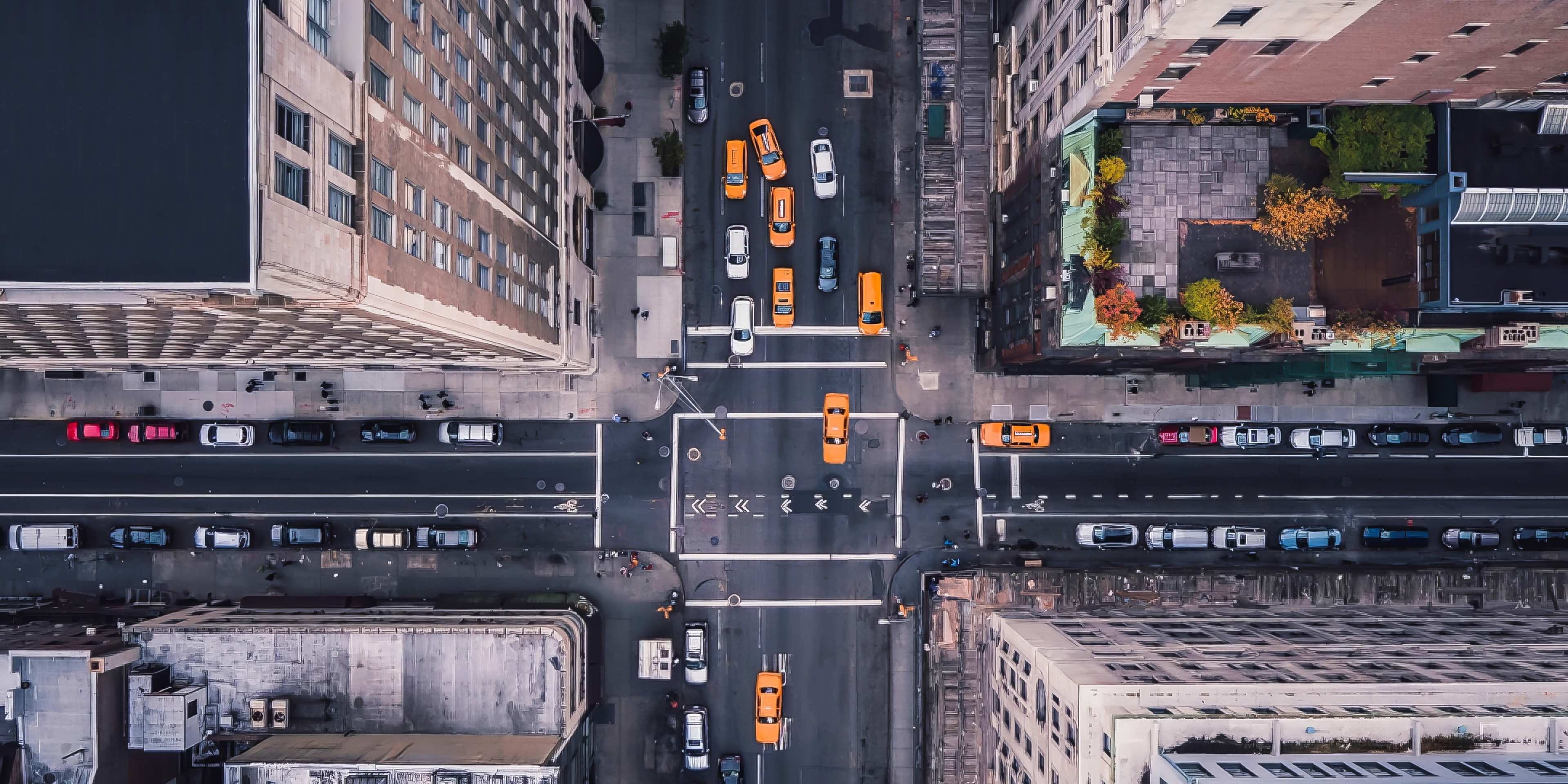 shot of midtown manhattan from birdseye