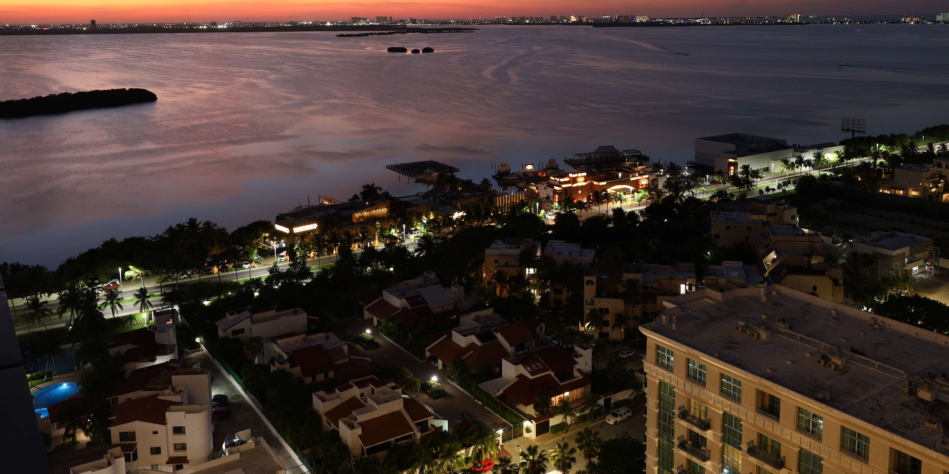 Sunset Over the Bay in Cancun