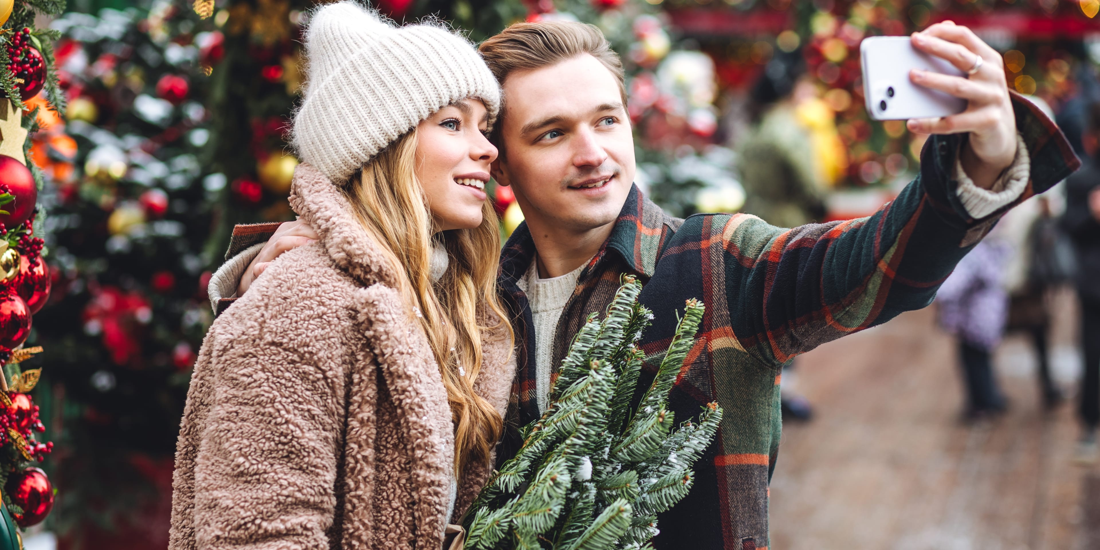 young couple at one of the best winter markets in nyc