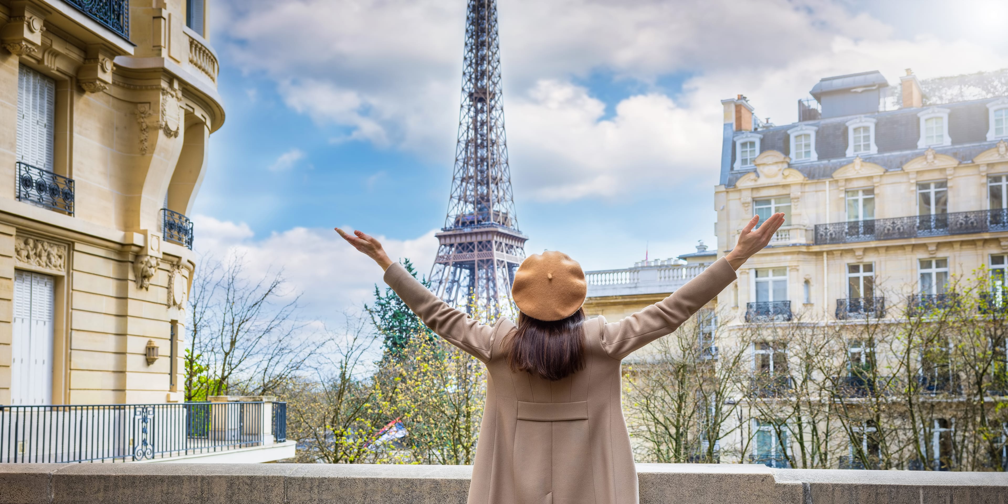 Woman by Eiffel Tower