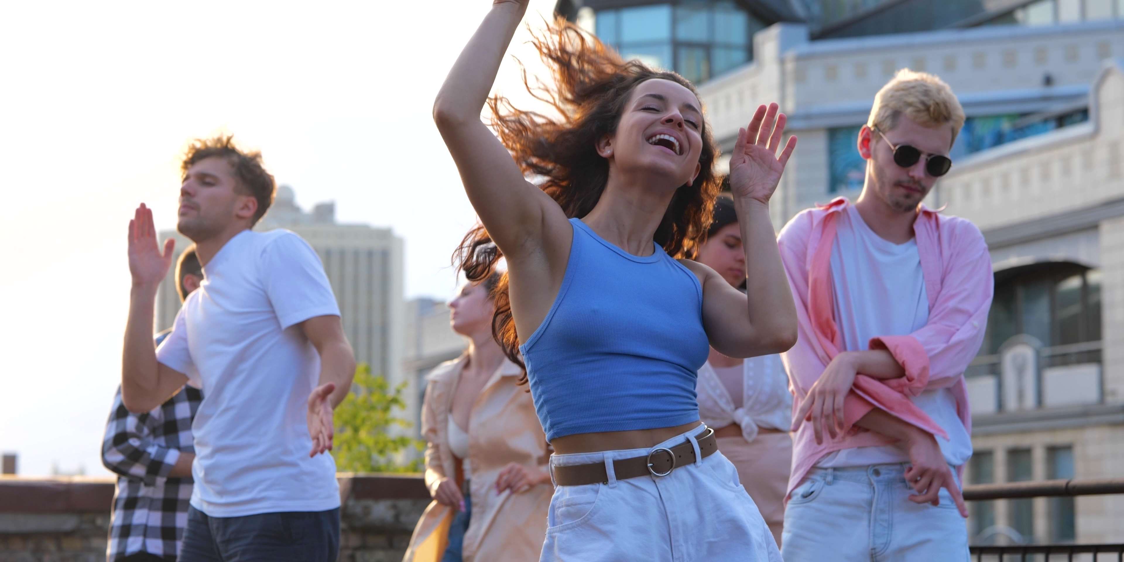 people having fun on a rooftop