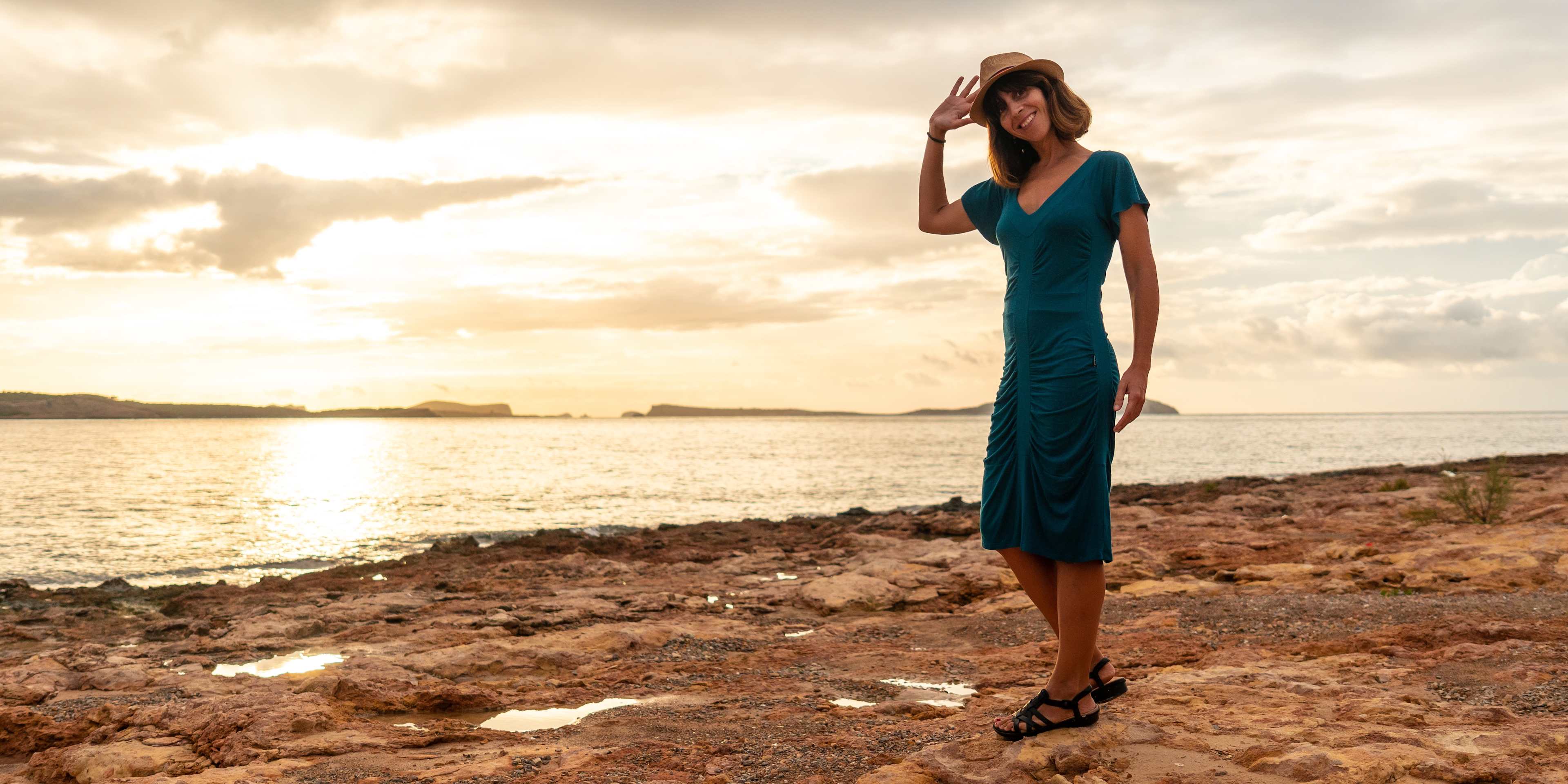 woman having her photo taken on san antonio's coast