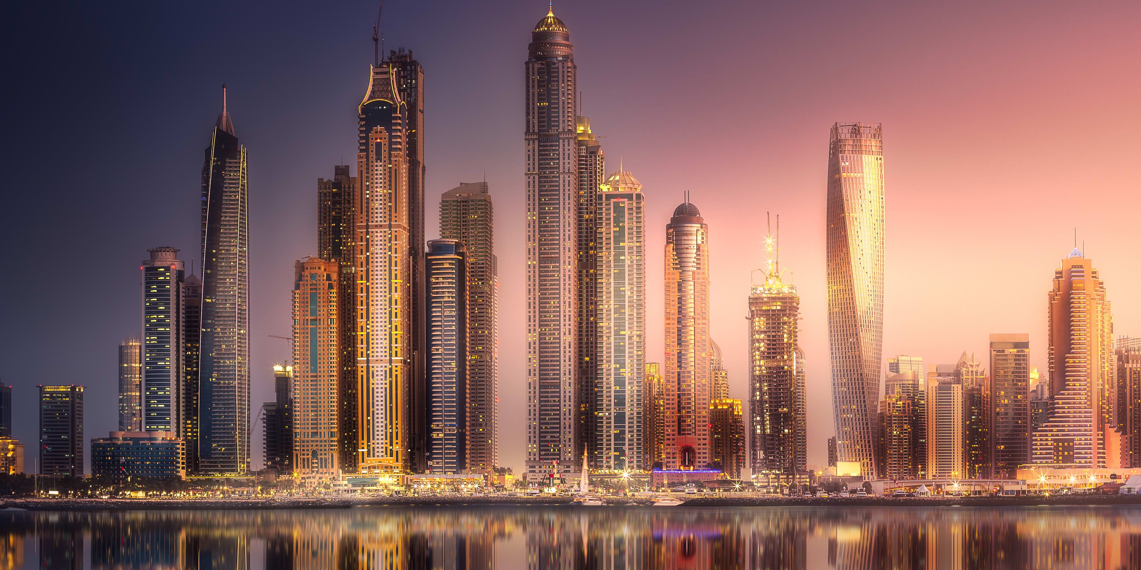 Dubai skyline reflection