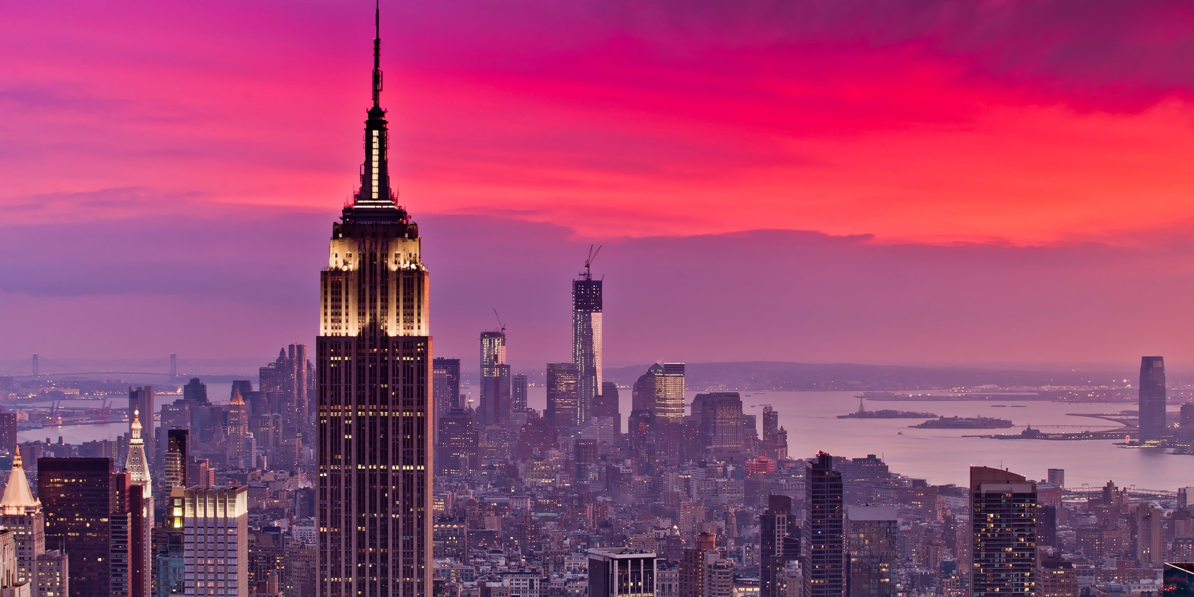 New York pink sunset