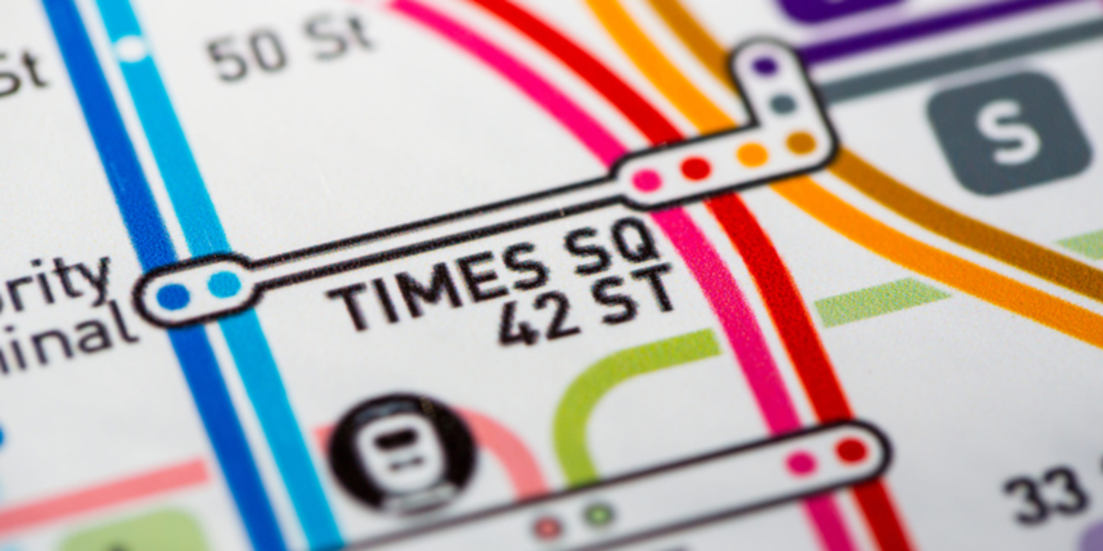 Plano del metro de Nueva York (Times Square).