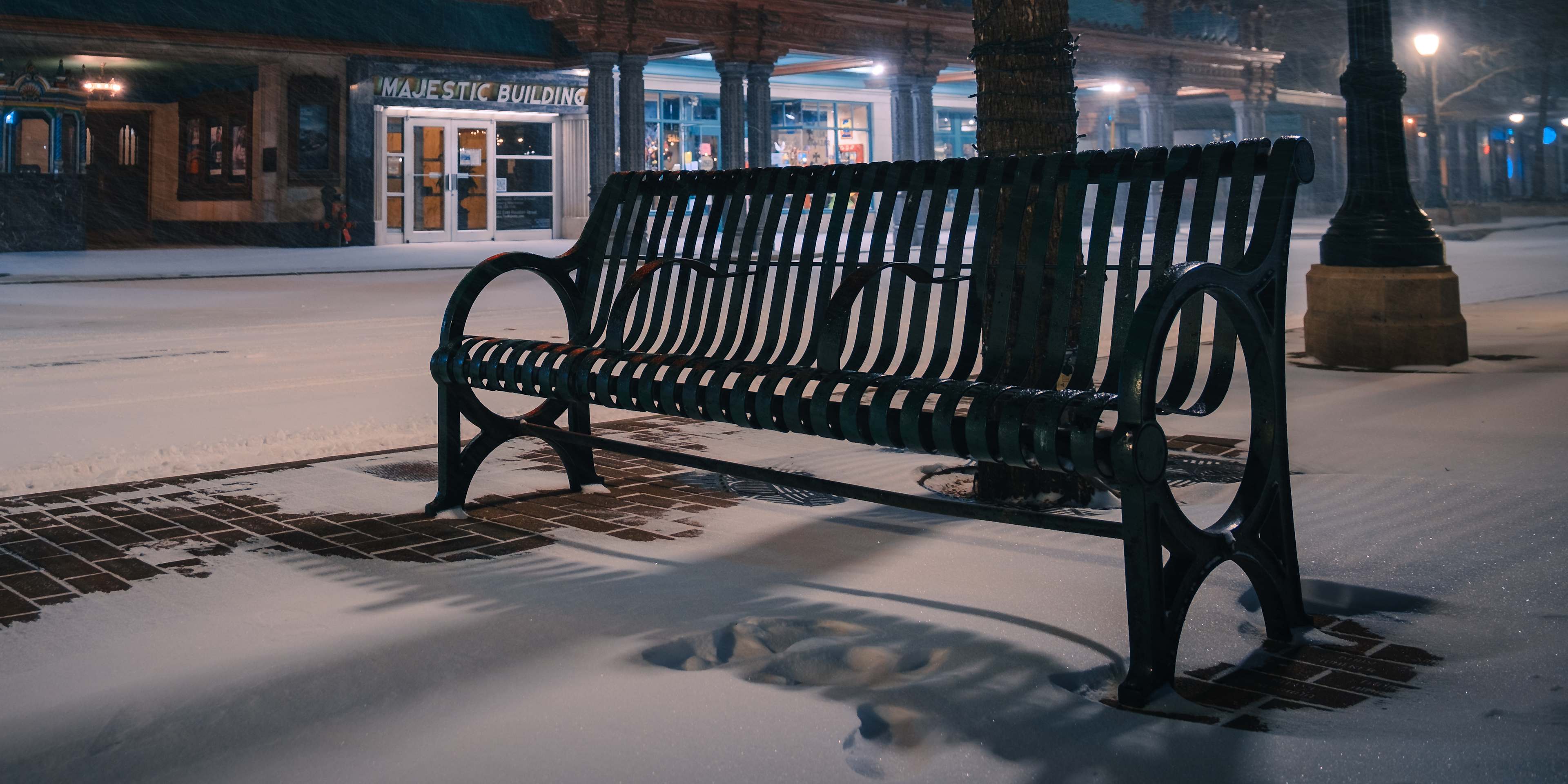 theater in san antonio covered in snow