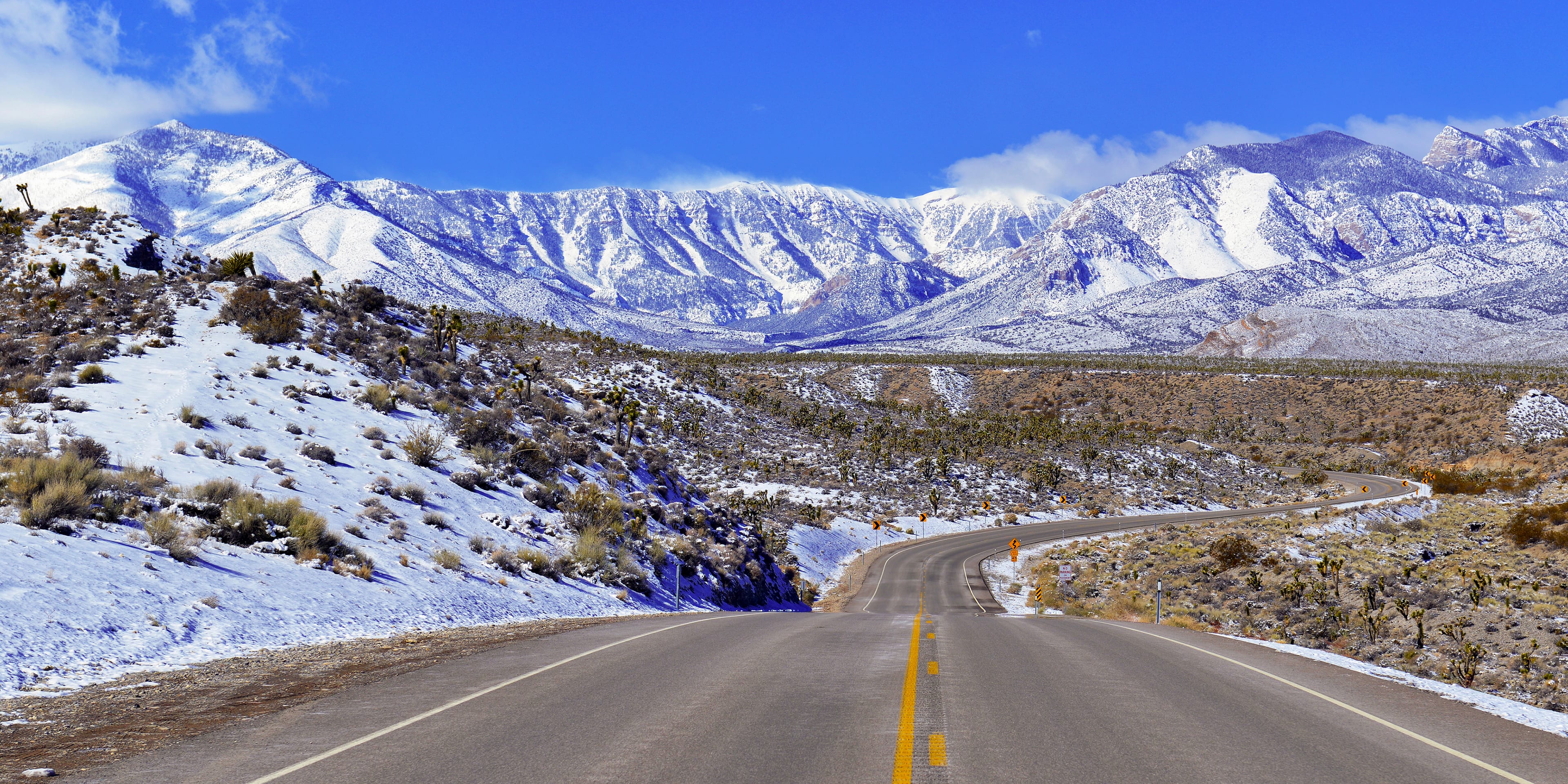 the route to vegas covered in snow