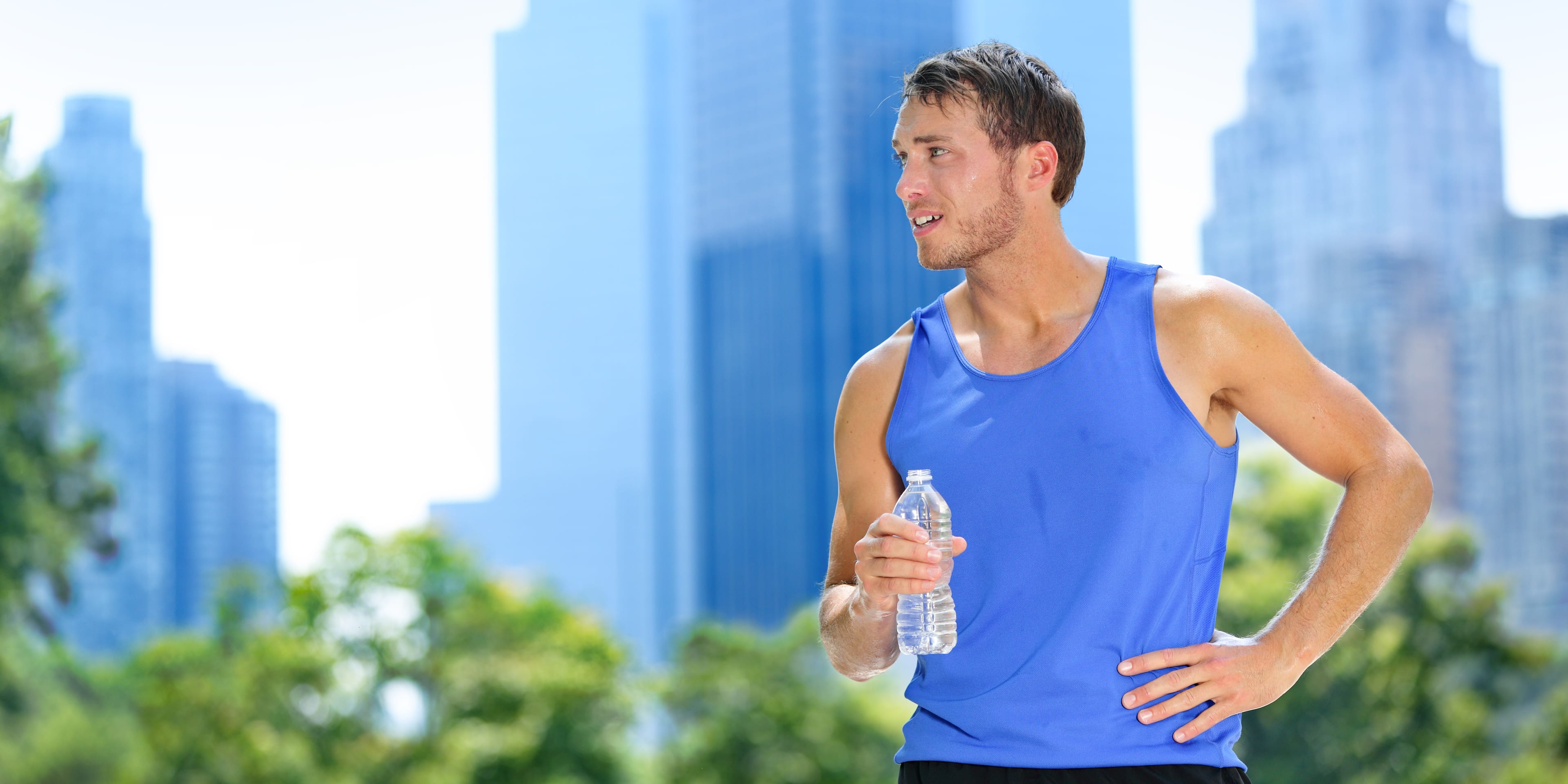 man sweating on a hot NYC day