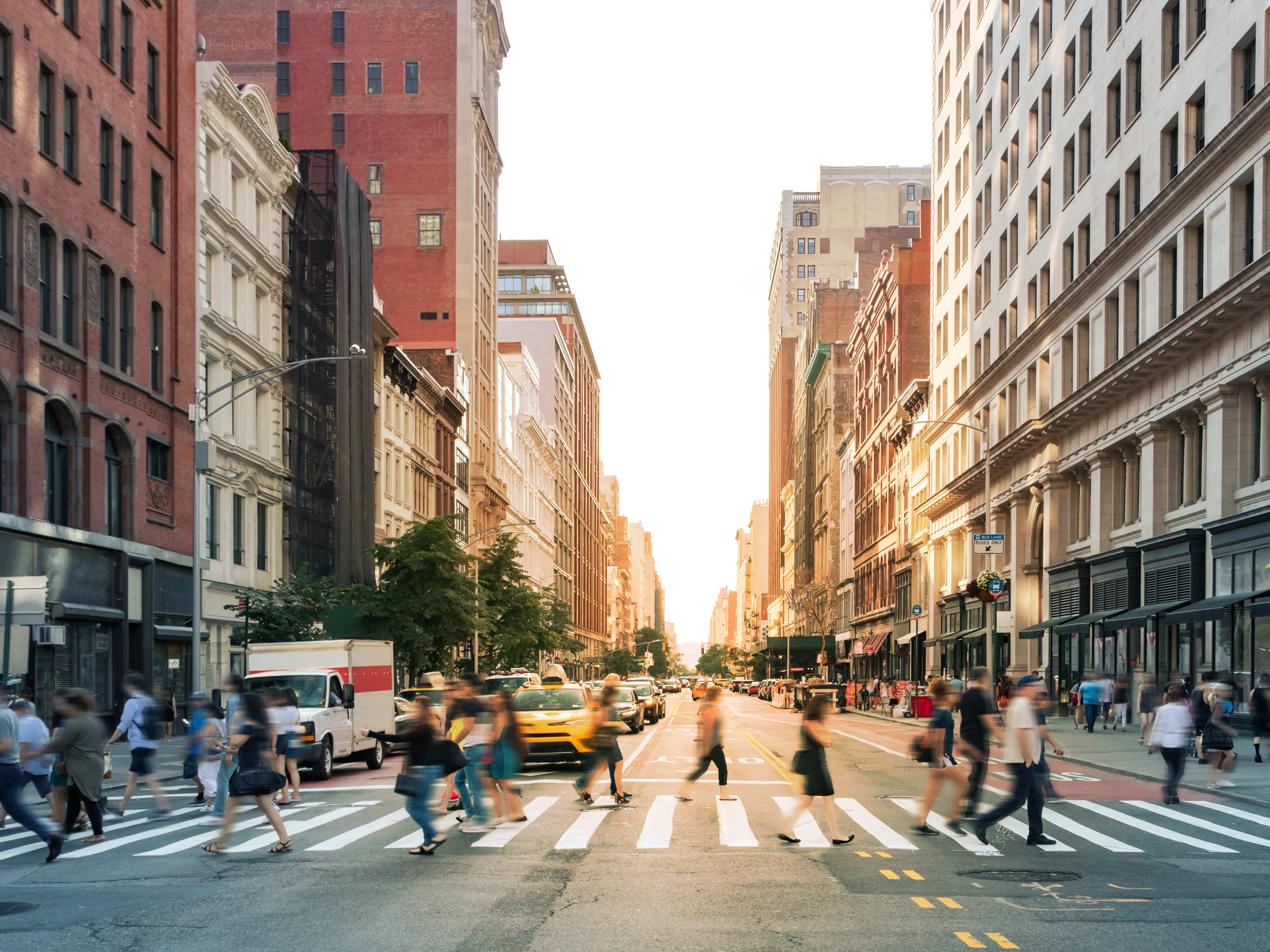 People at a crosswalk in NYC