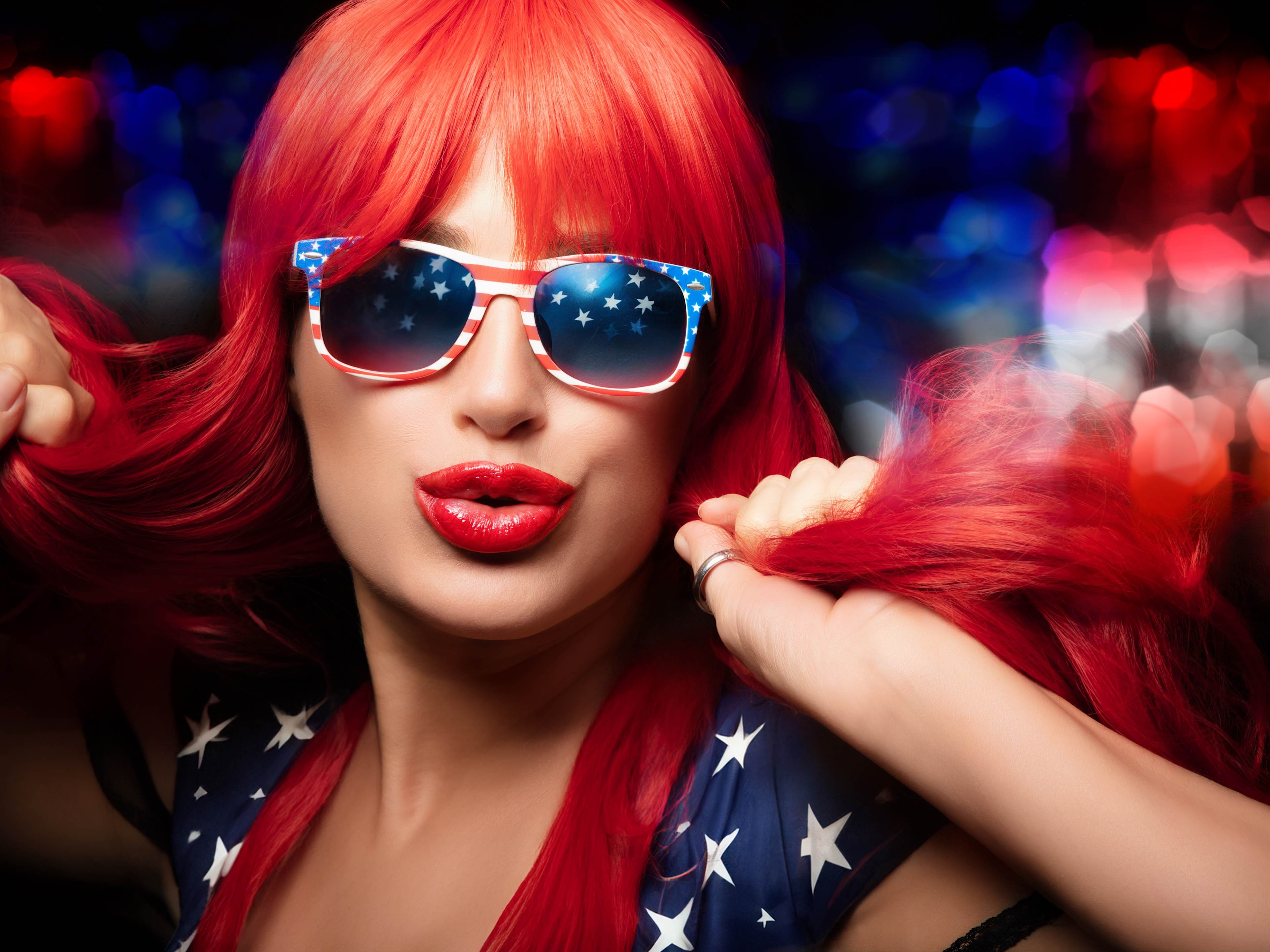 woman in USA getup on 4th july