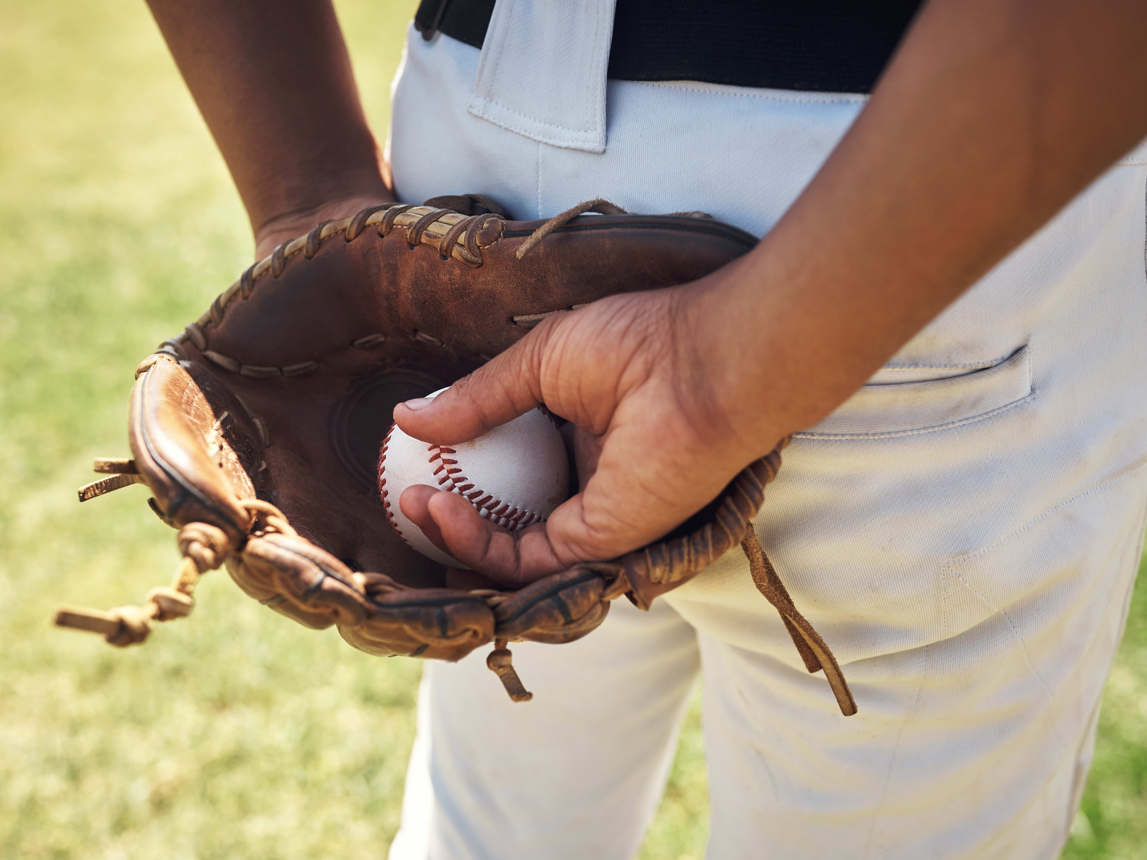 Baseball glove and ball