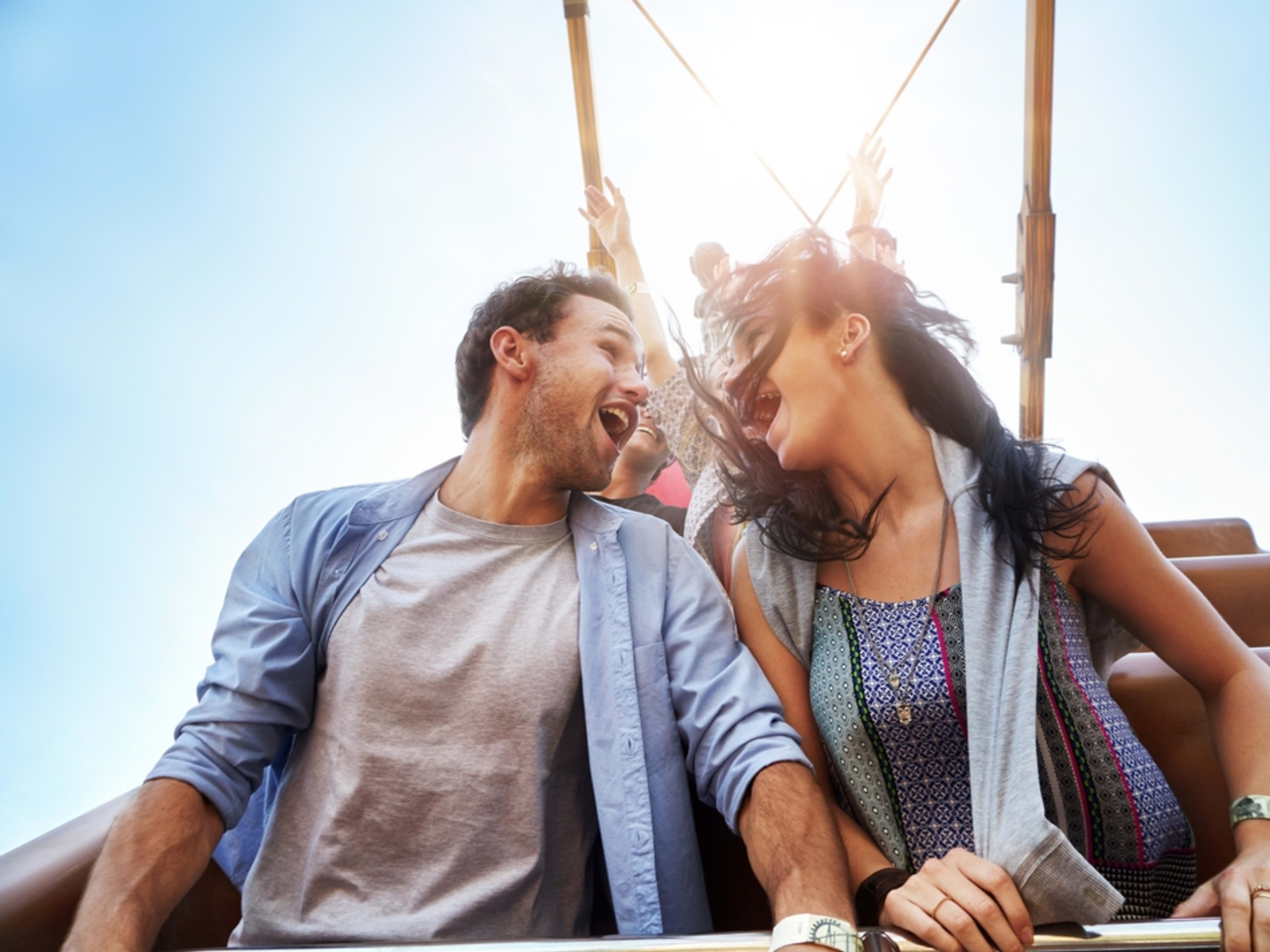Couple on theme park ride
