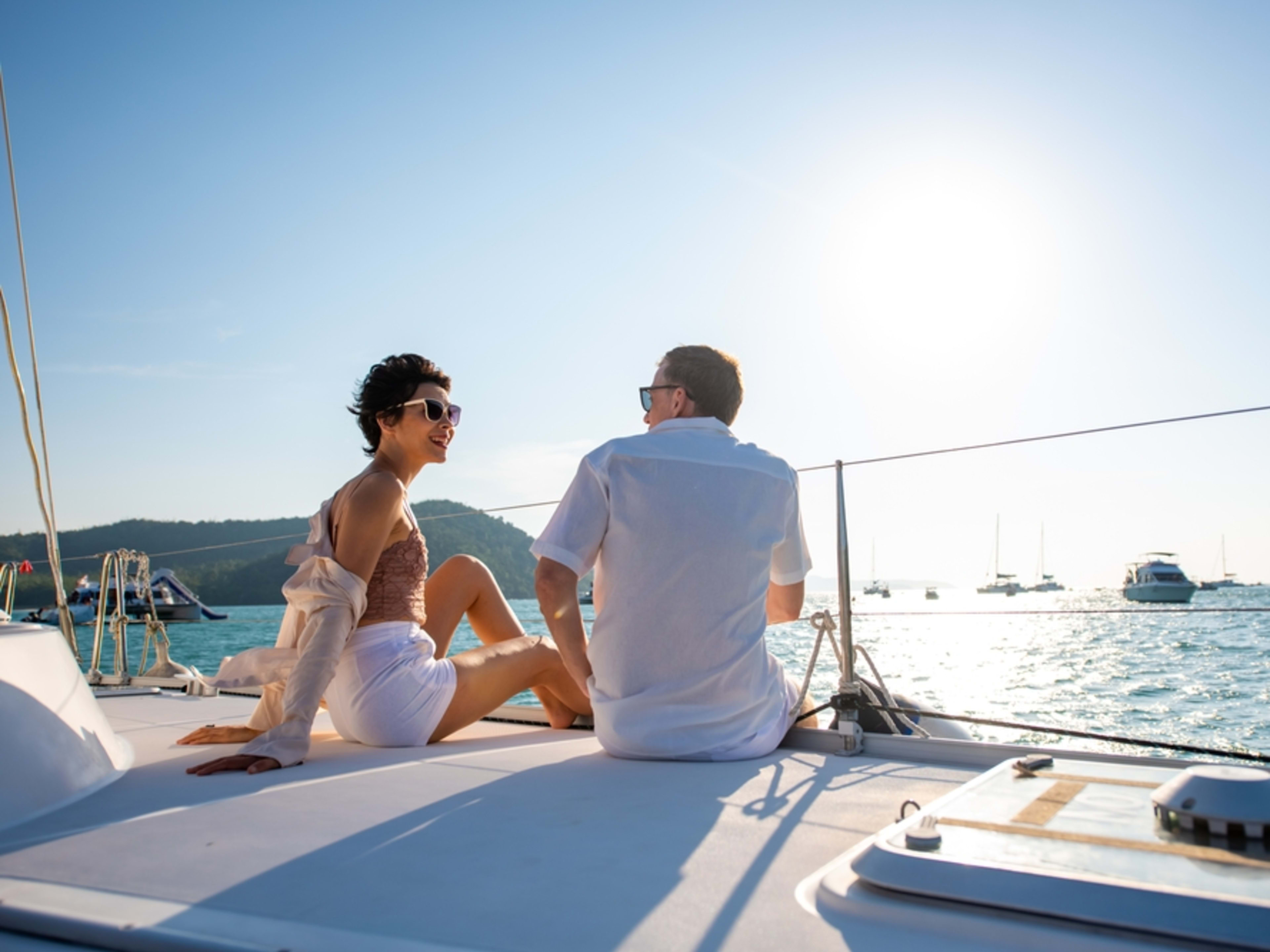 Couple on a catamaran
