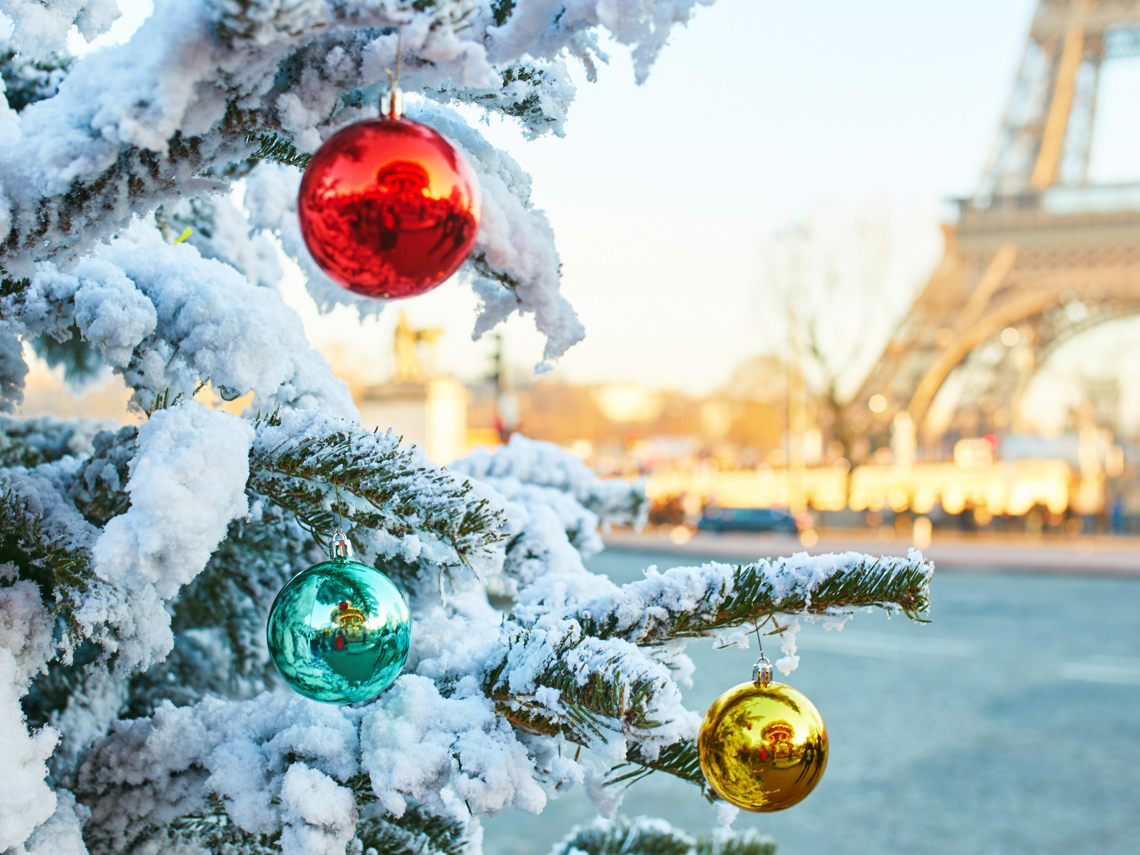 Christmas Tree Near Eiffel Tower
