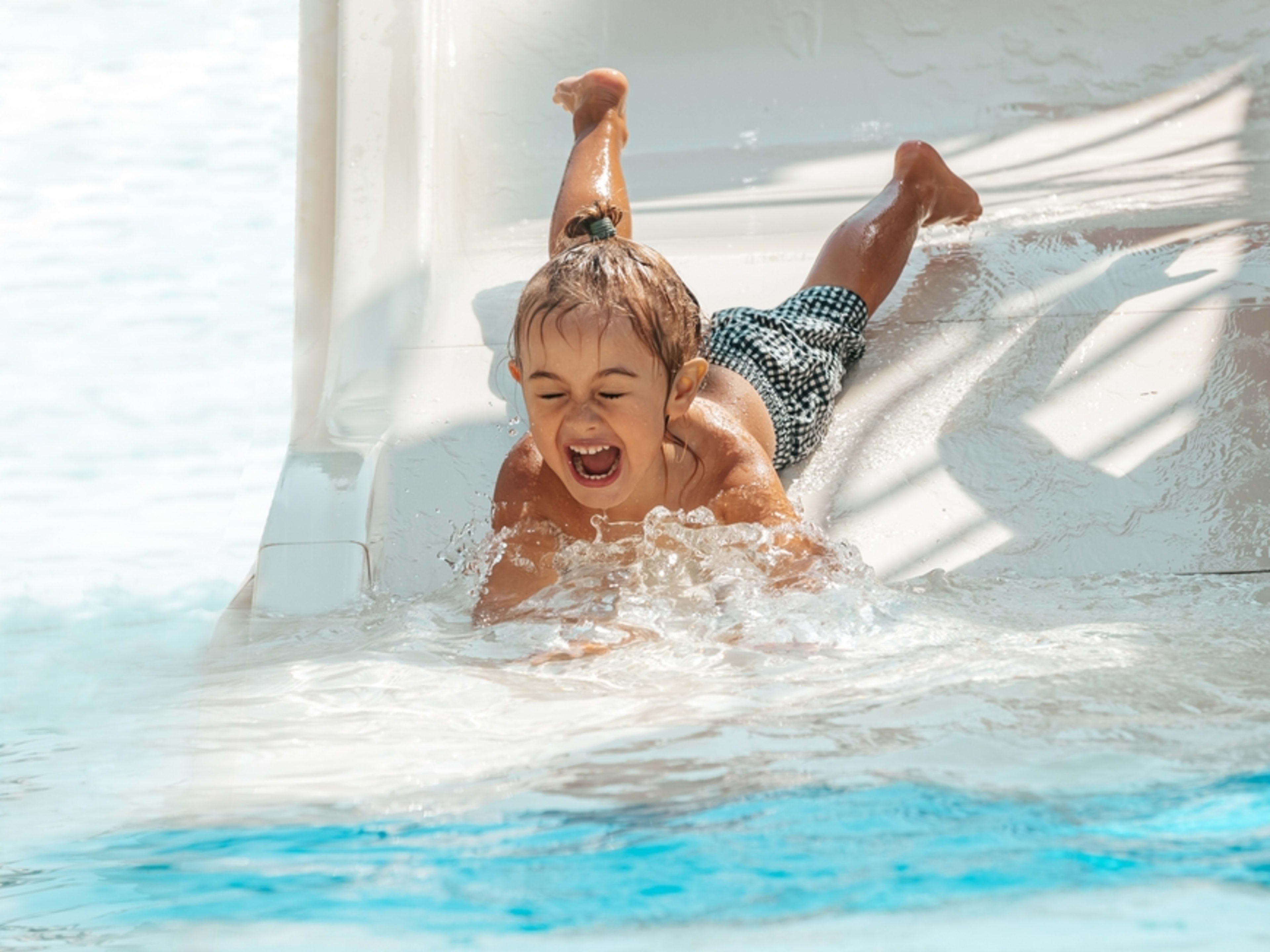 Kid in a water park