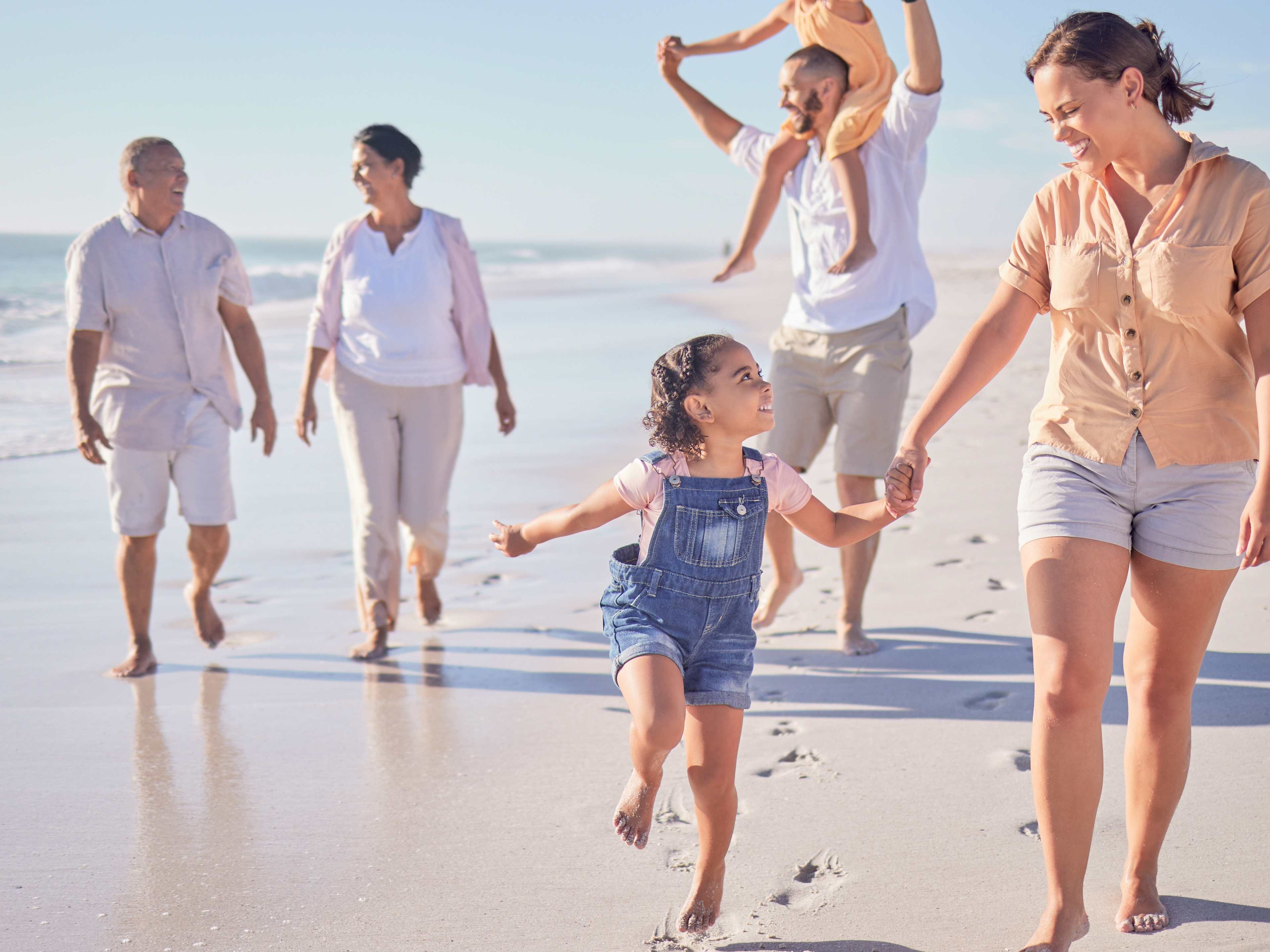 Family on Beach in Cancun