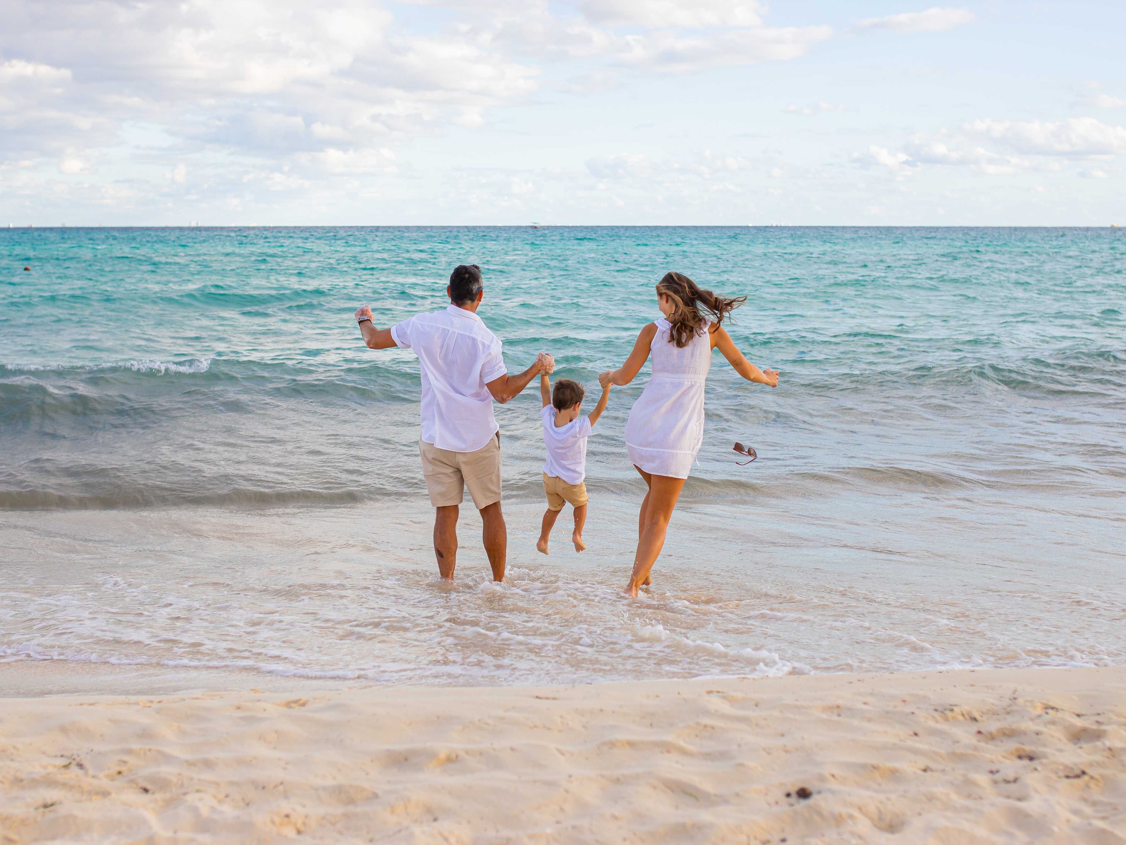Family on Beach in Cancun