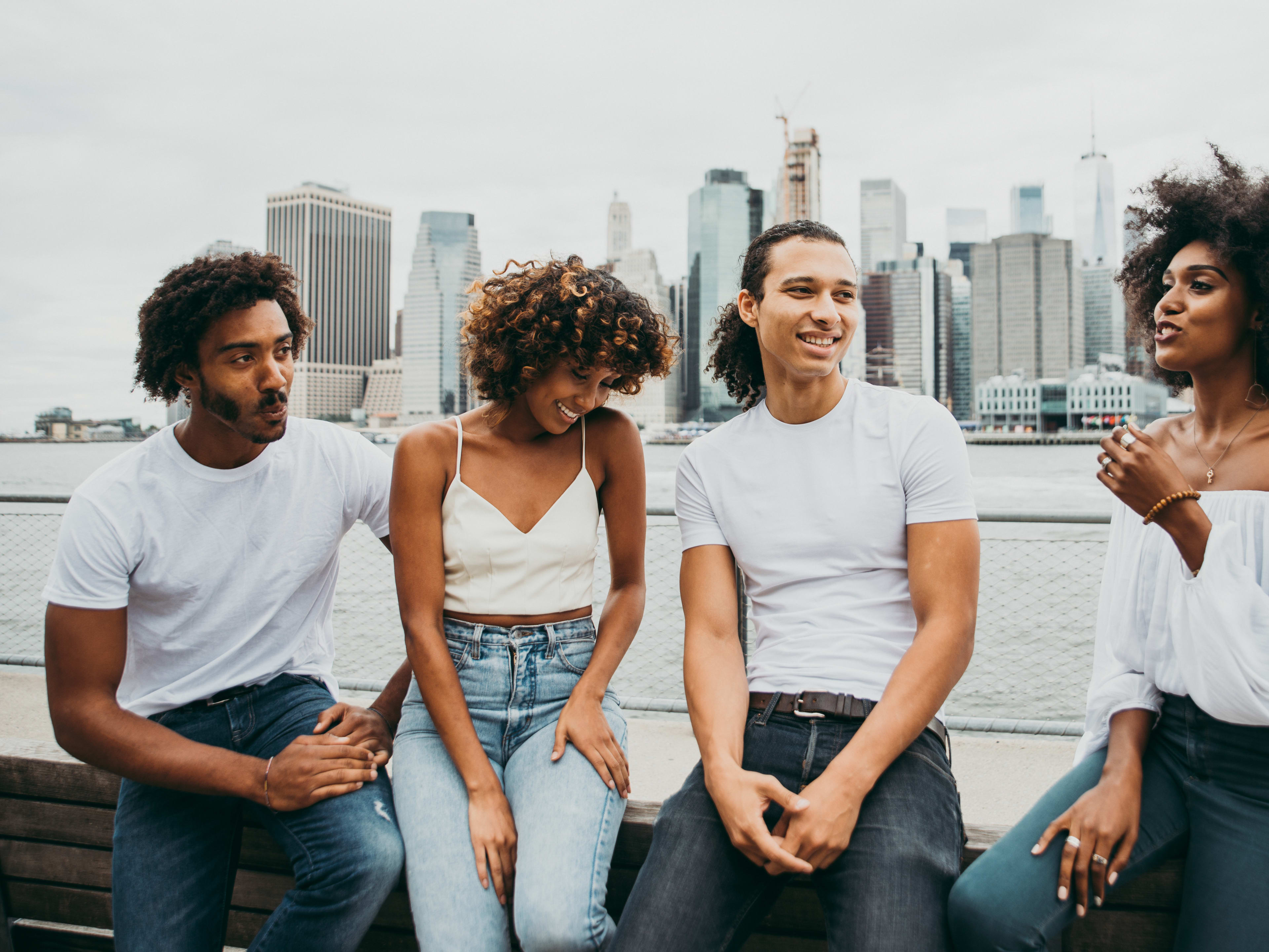 friends hanging out in NYC