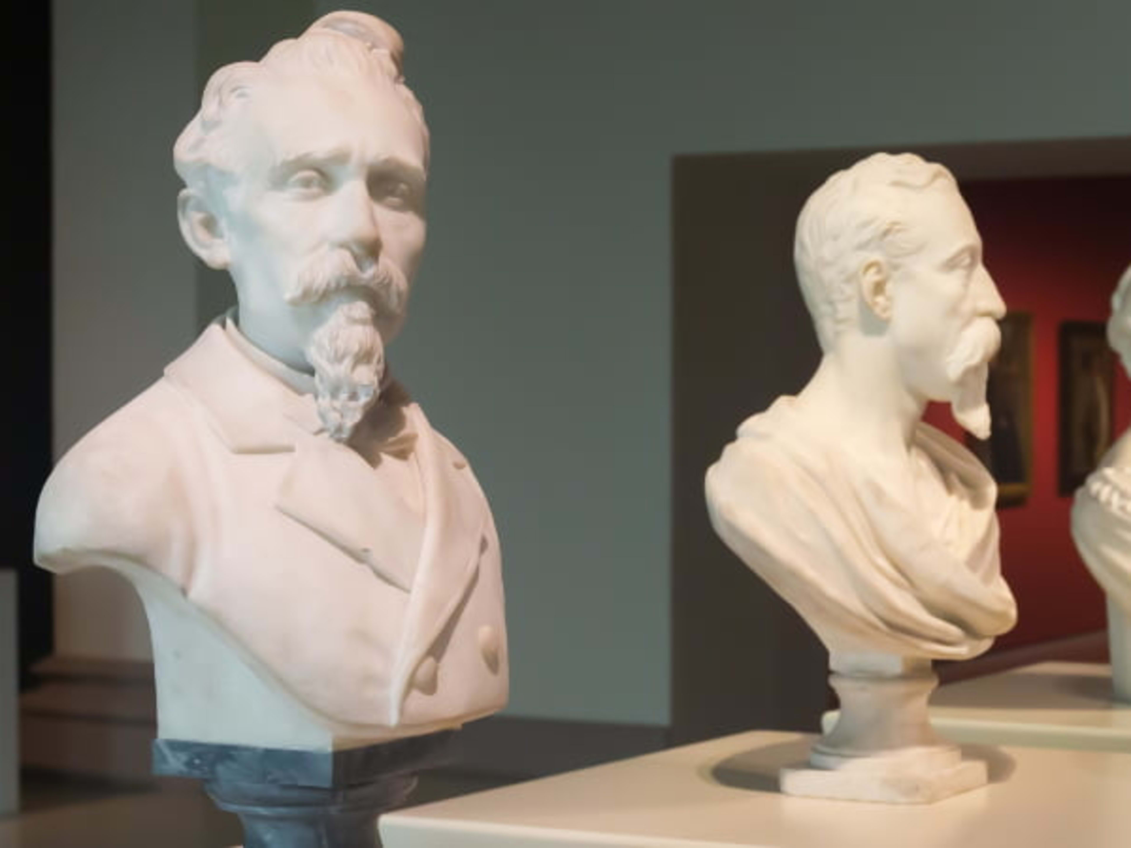 Various busts on display at the Museu Nacional d'Art de Catalunya