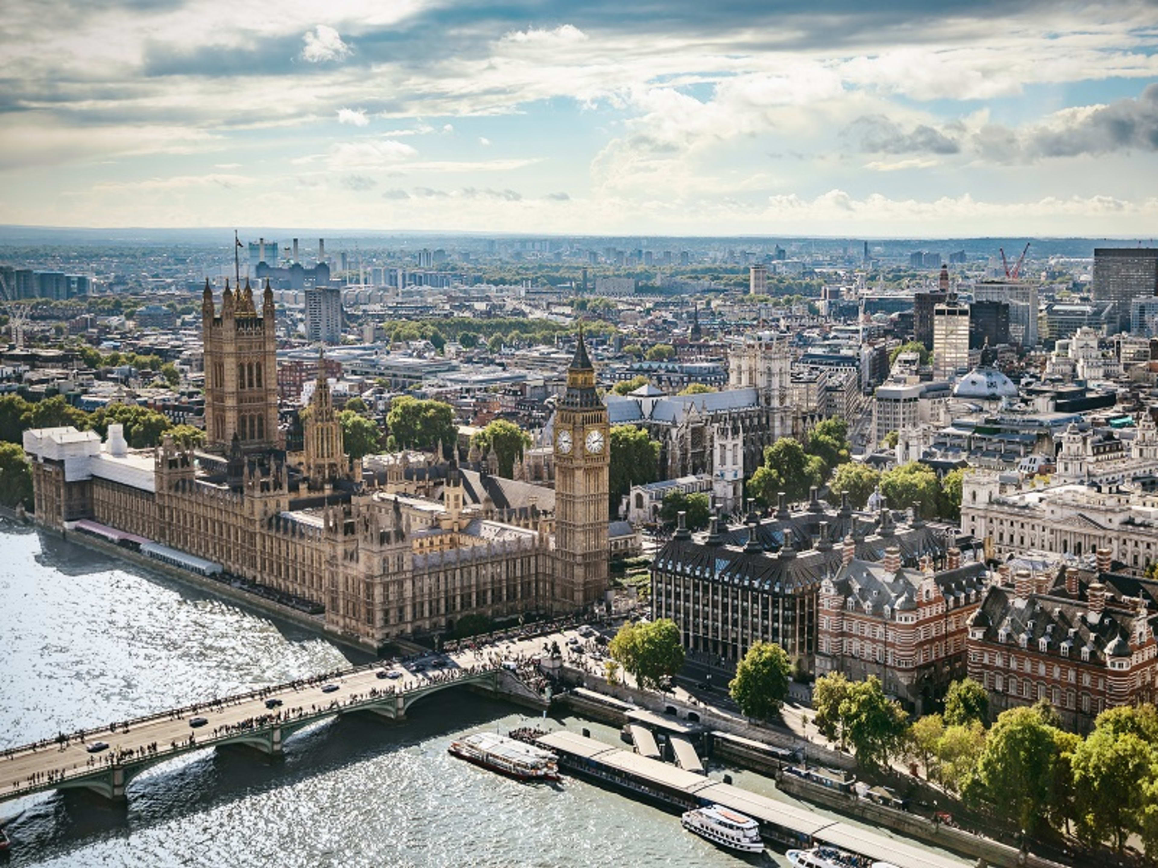 Aerial shot of London's Westminster neighborhood