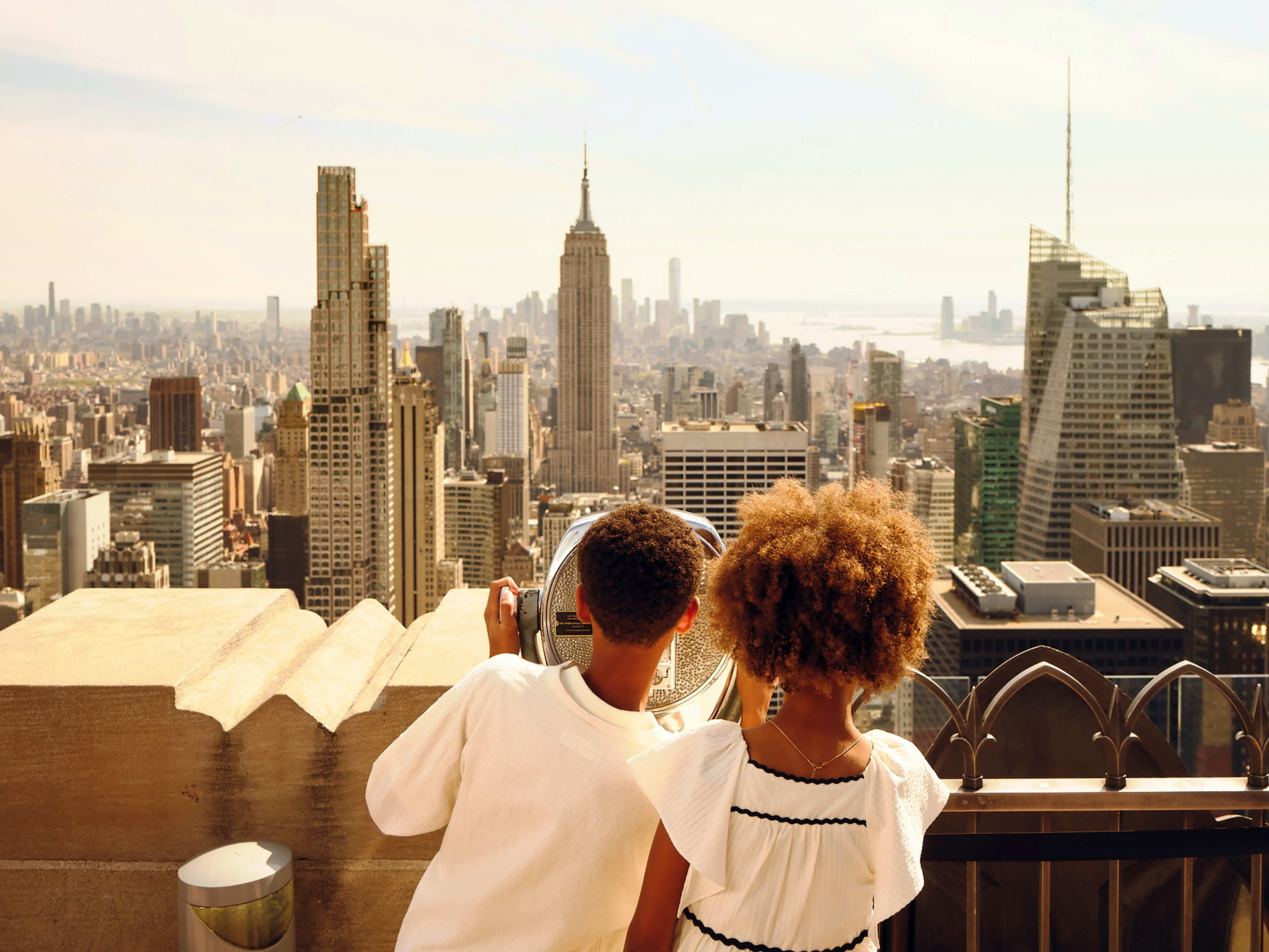 View of the Empire State Building from Top of the Rock, New York