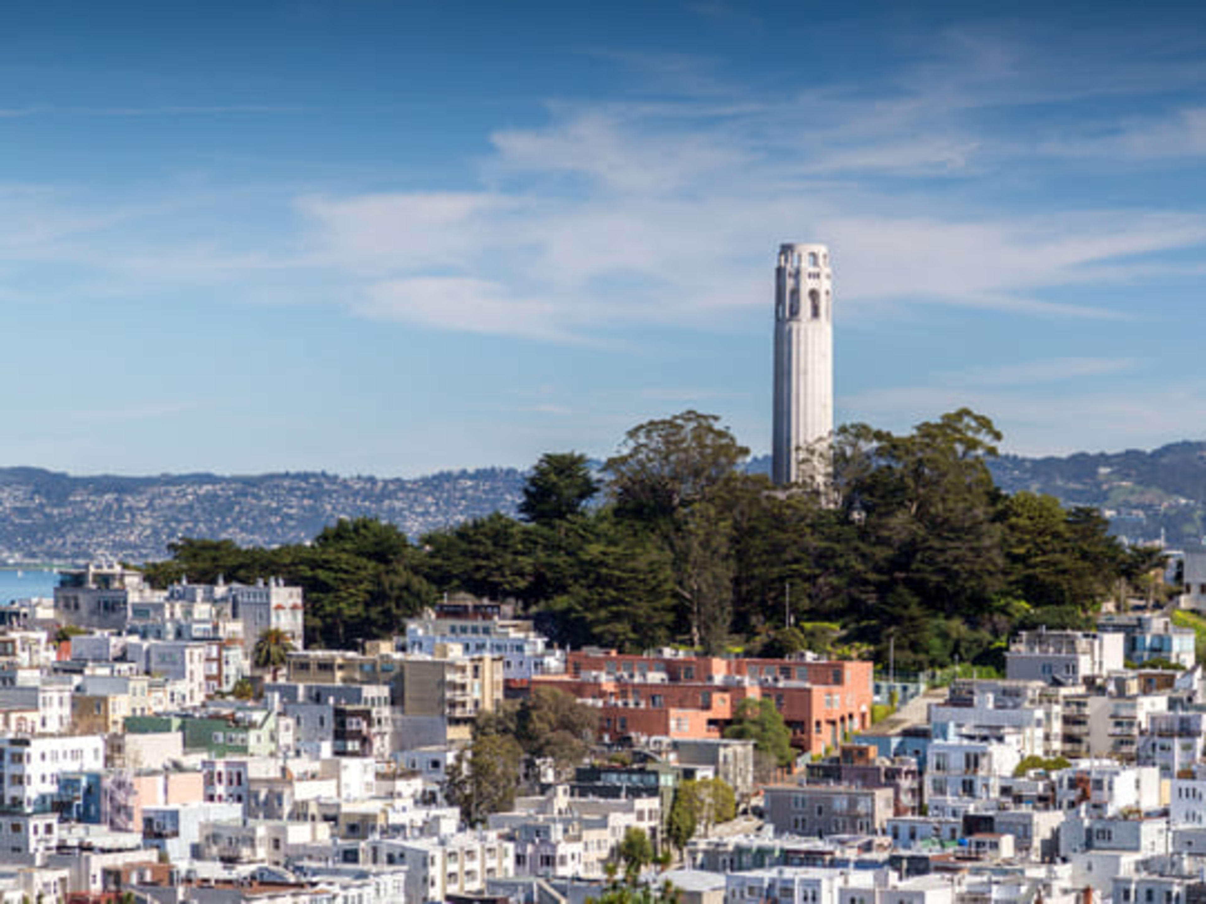 The Coit Tower in North Beach, San Francisco