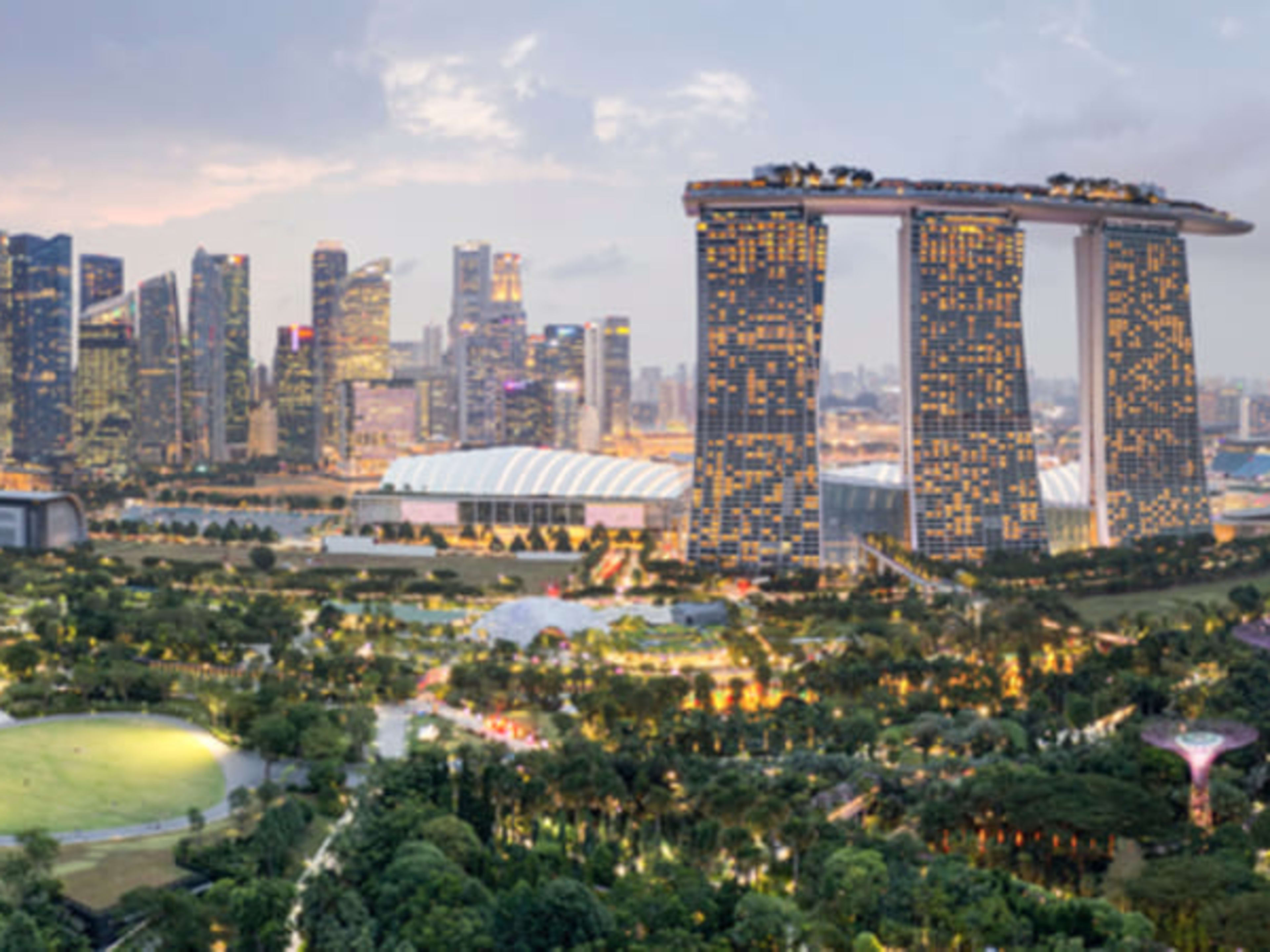 Singapore skyline showing the Marina Bay Sands Resort