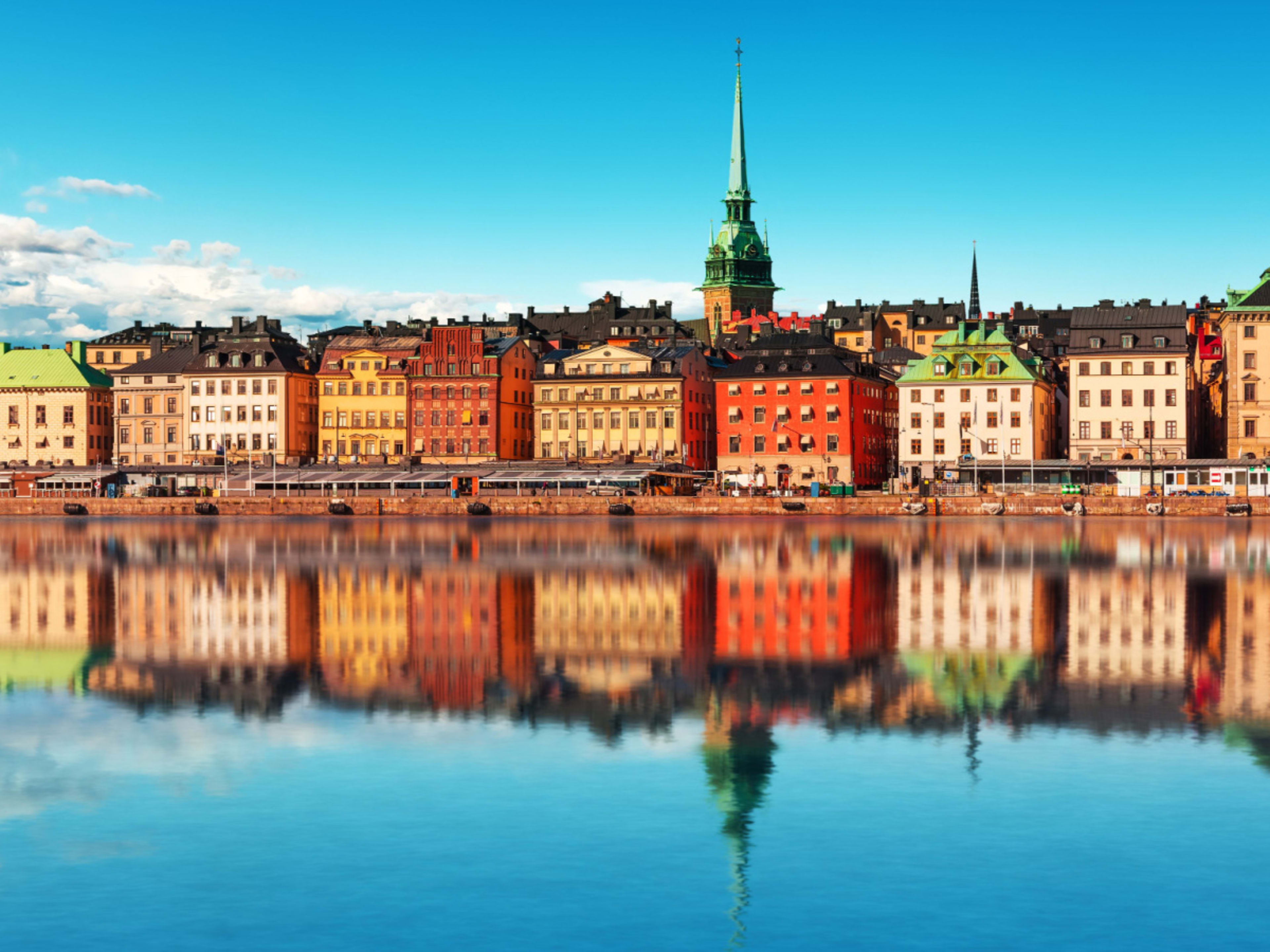 View of Gamla Stan from the water in Stockholm