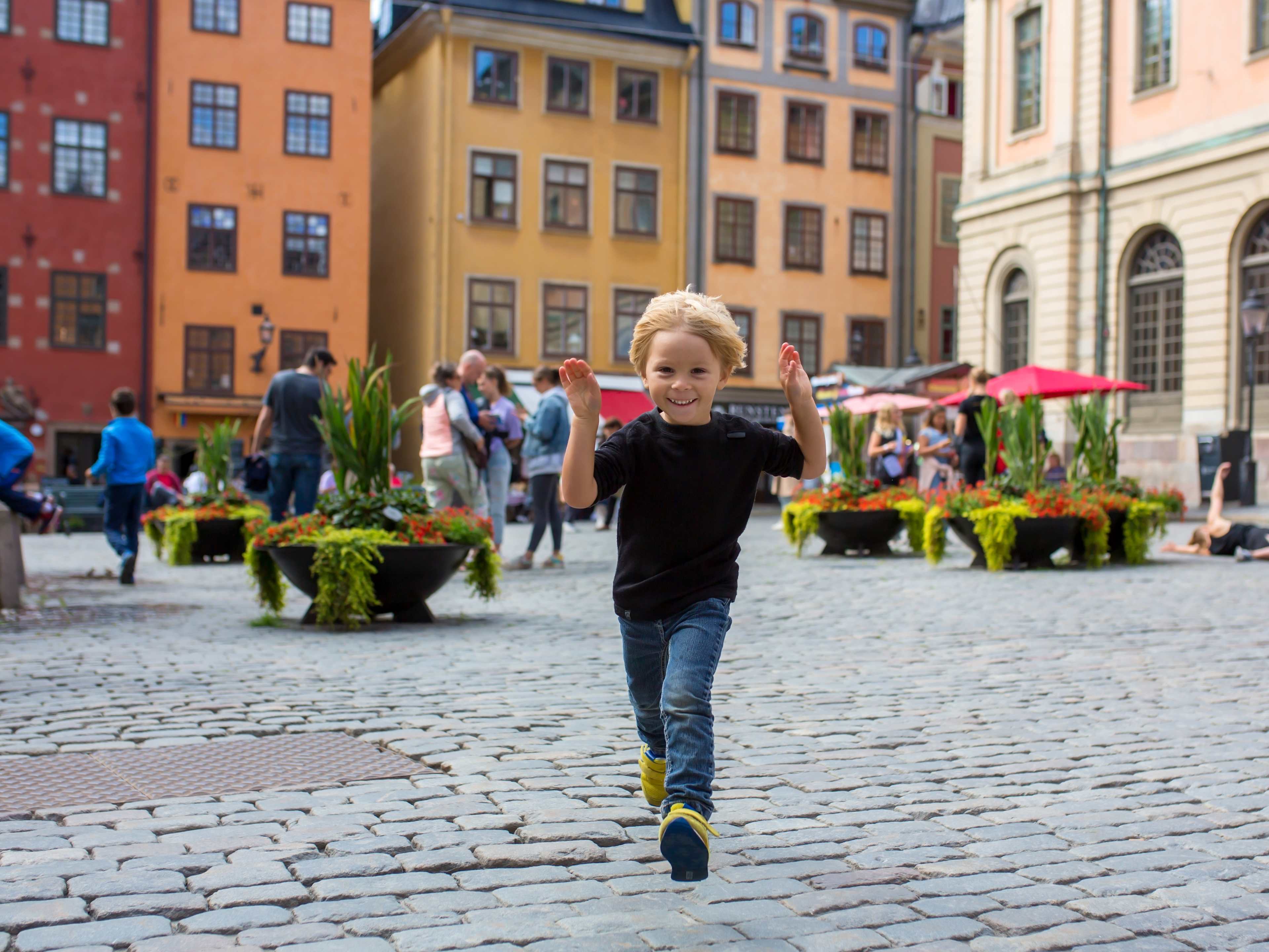a young boy enjoying stockholm