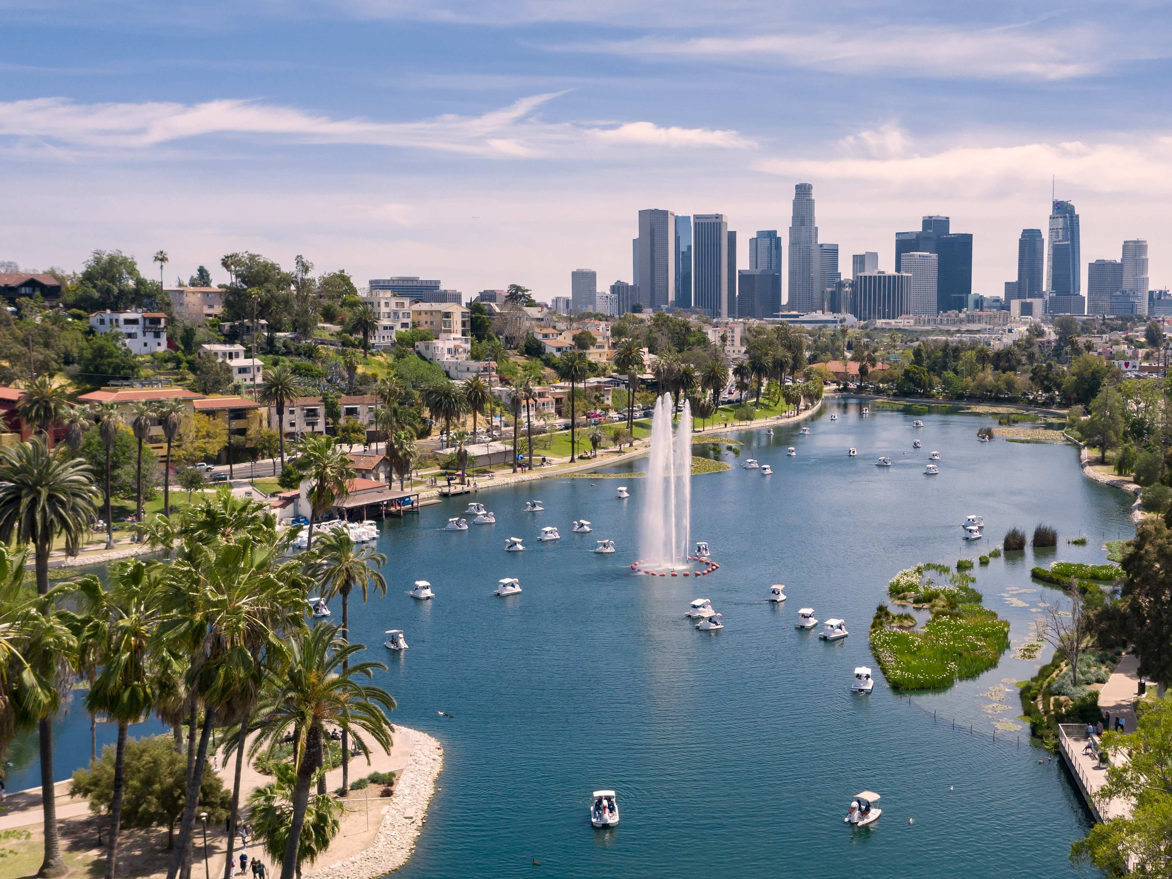 Aerial View of Echo Park Lake