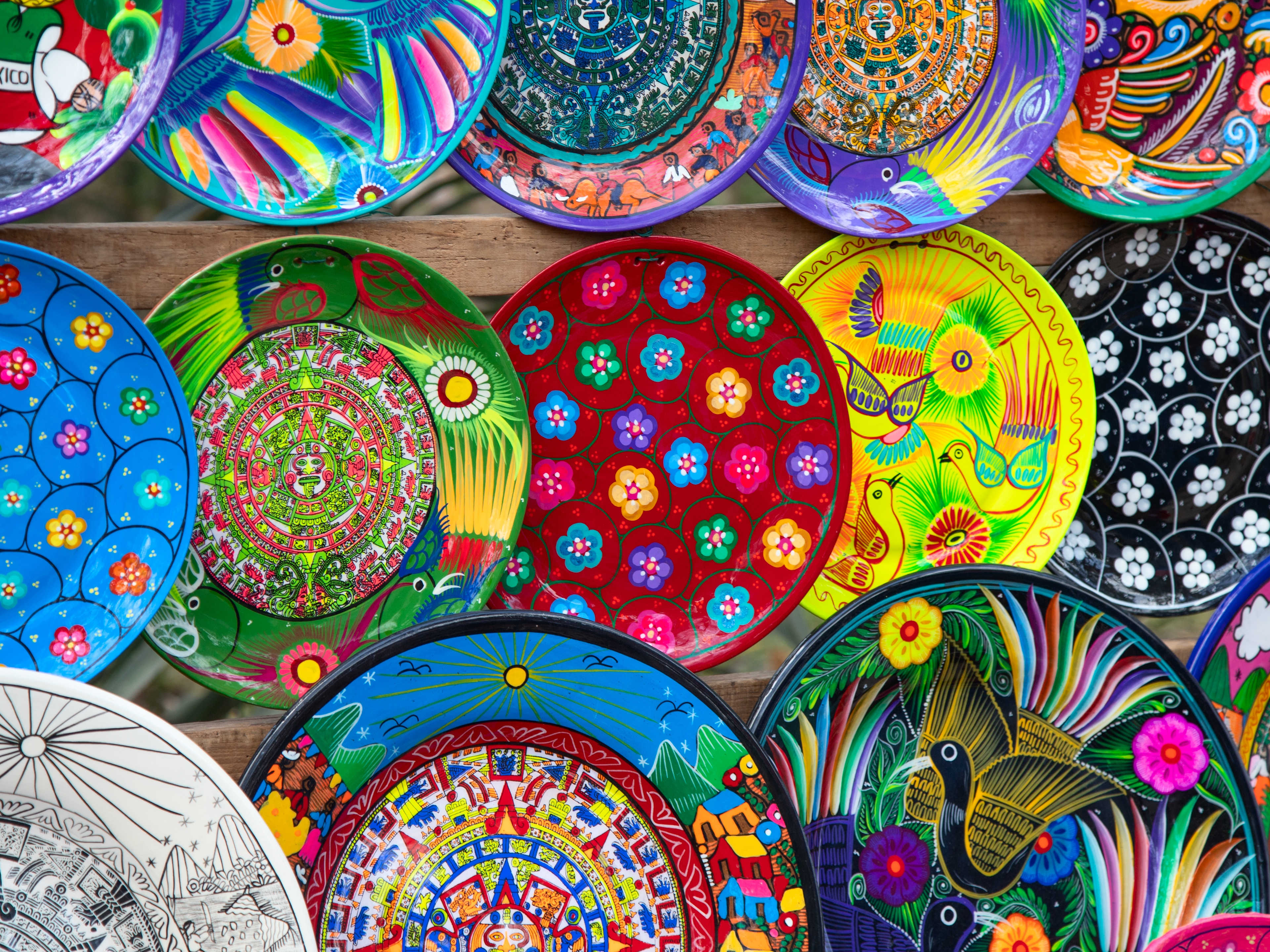 Colorful Plates at a Market in Cancun