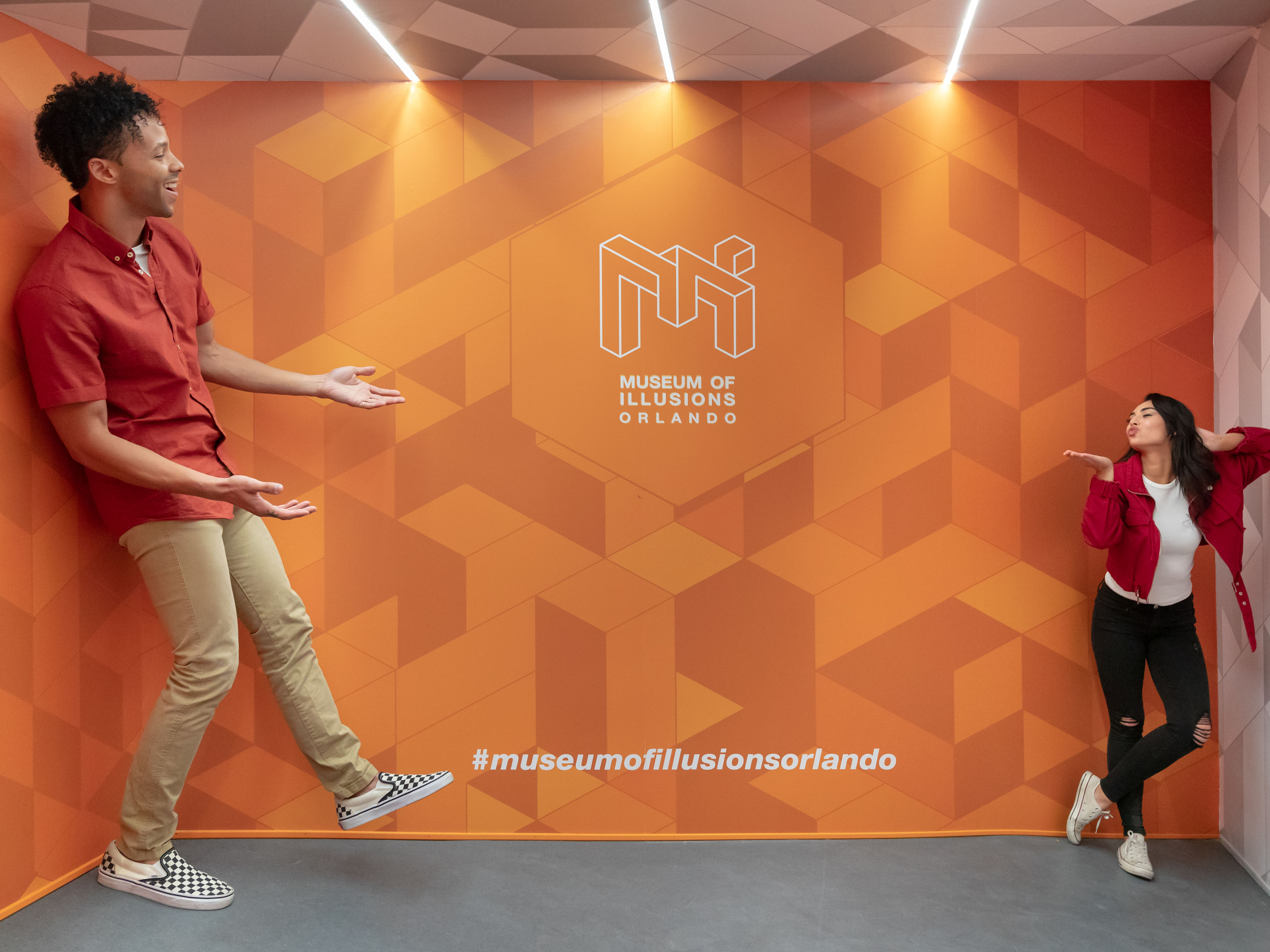 a couple enjoying the museum of illusions