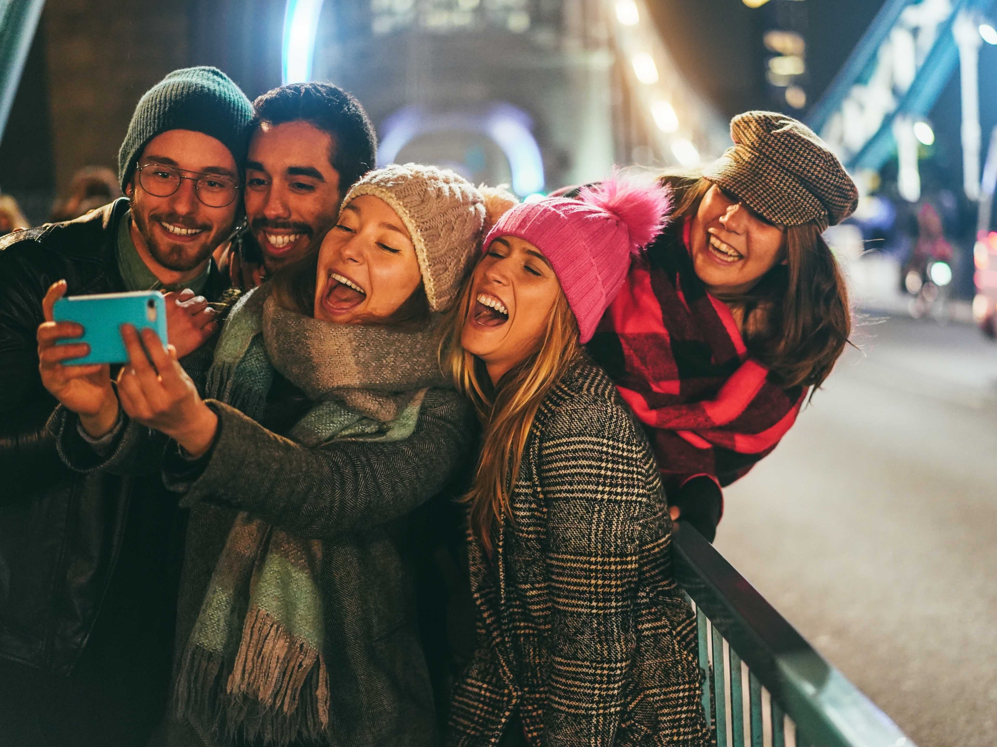 people having late autumn fun