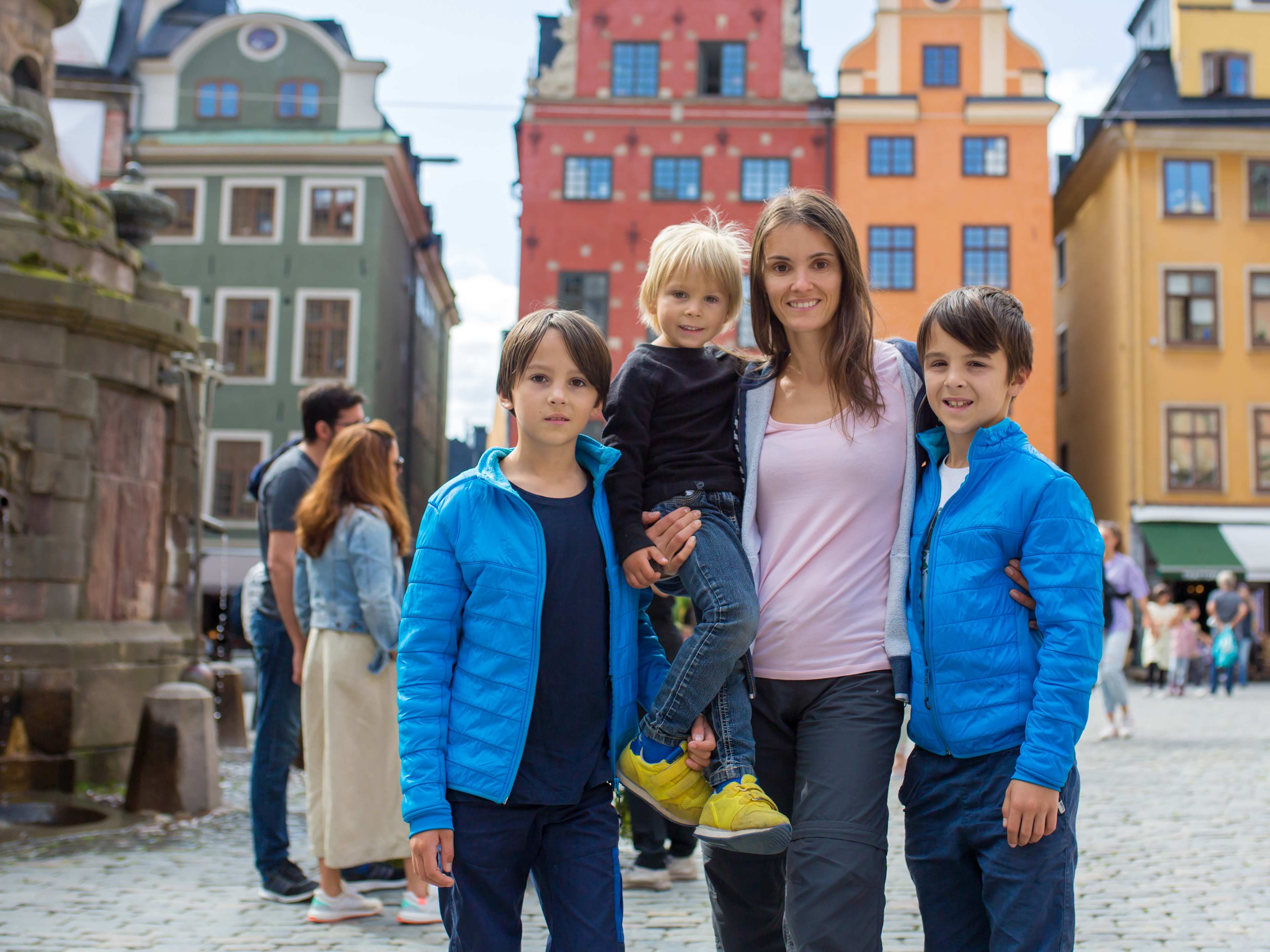 a mother with her children in stockholm